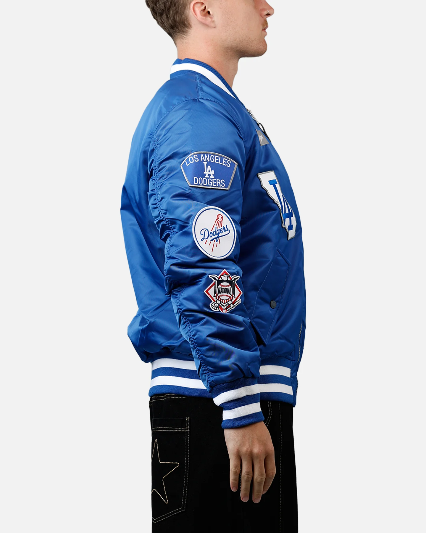 New Era X Alpha Series X MLB Los Angeles Dodgers MA-1 Bomber Jacket Dark Royal