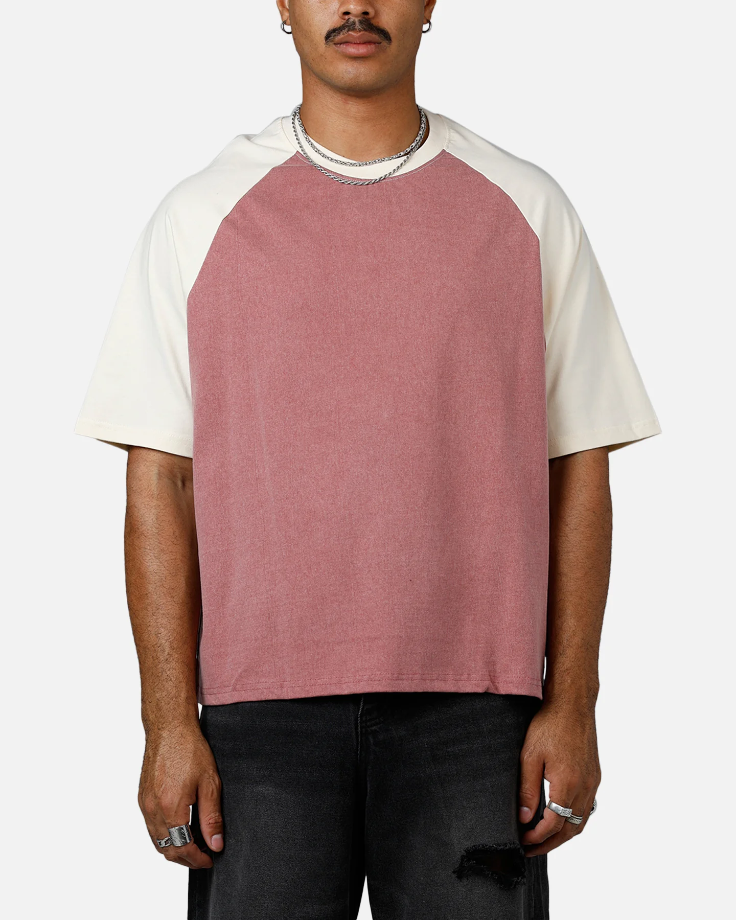 MNML Contrast Raglan T-Shirt Burgundy/Off White