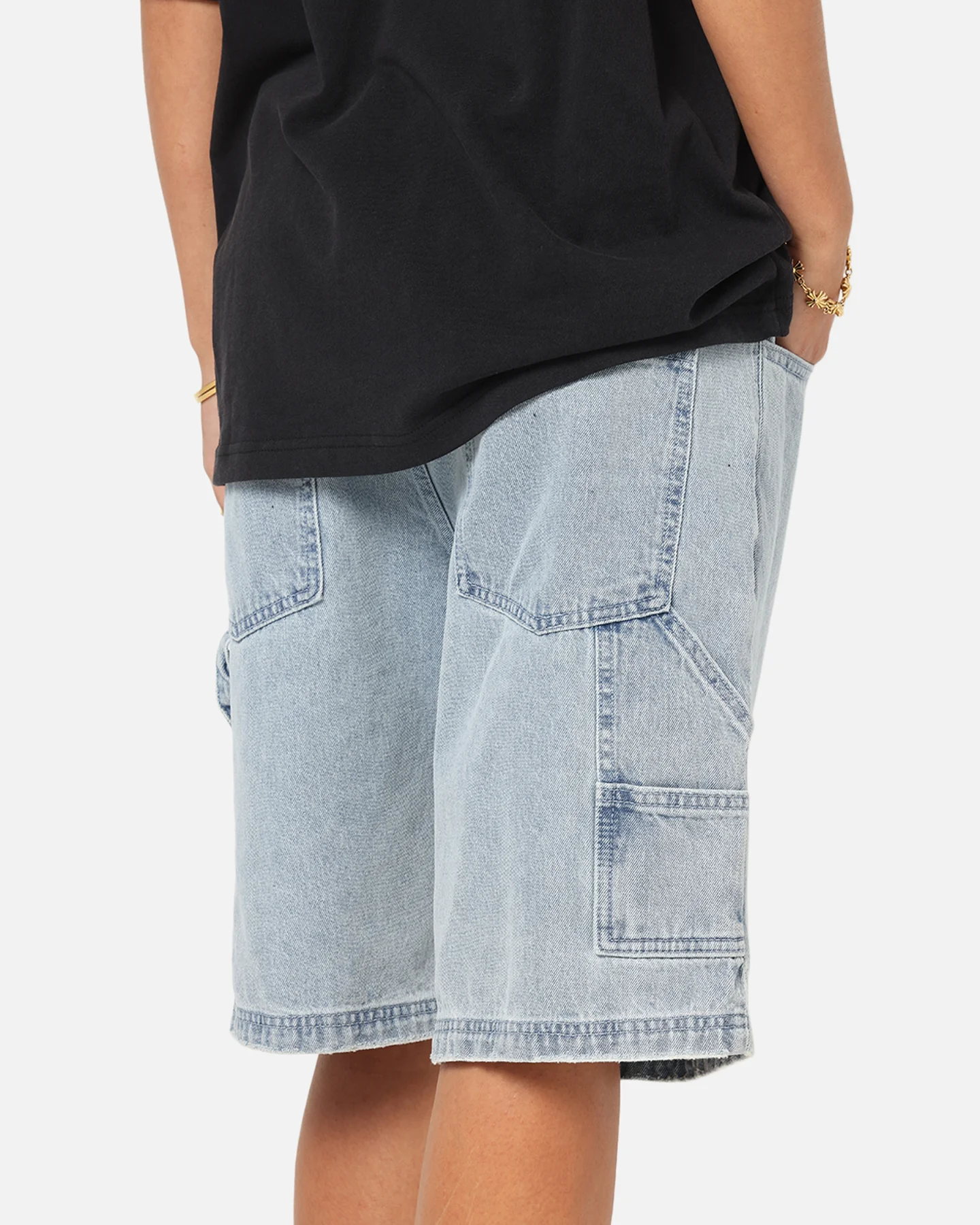 Carre Distressed Carpenter Jorts Light Blue Wash