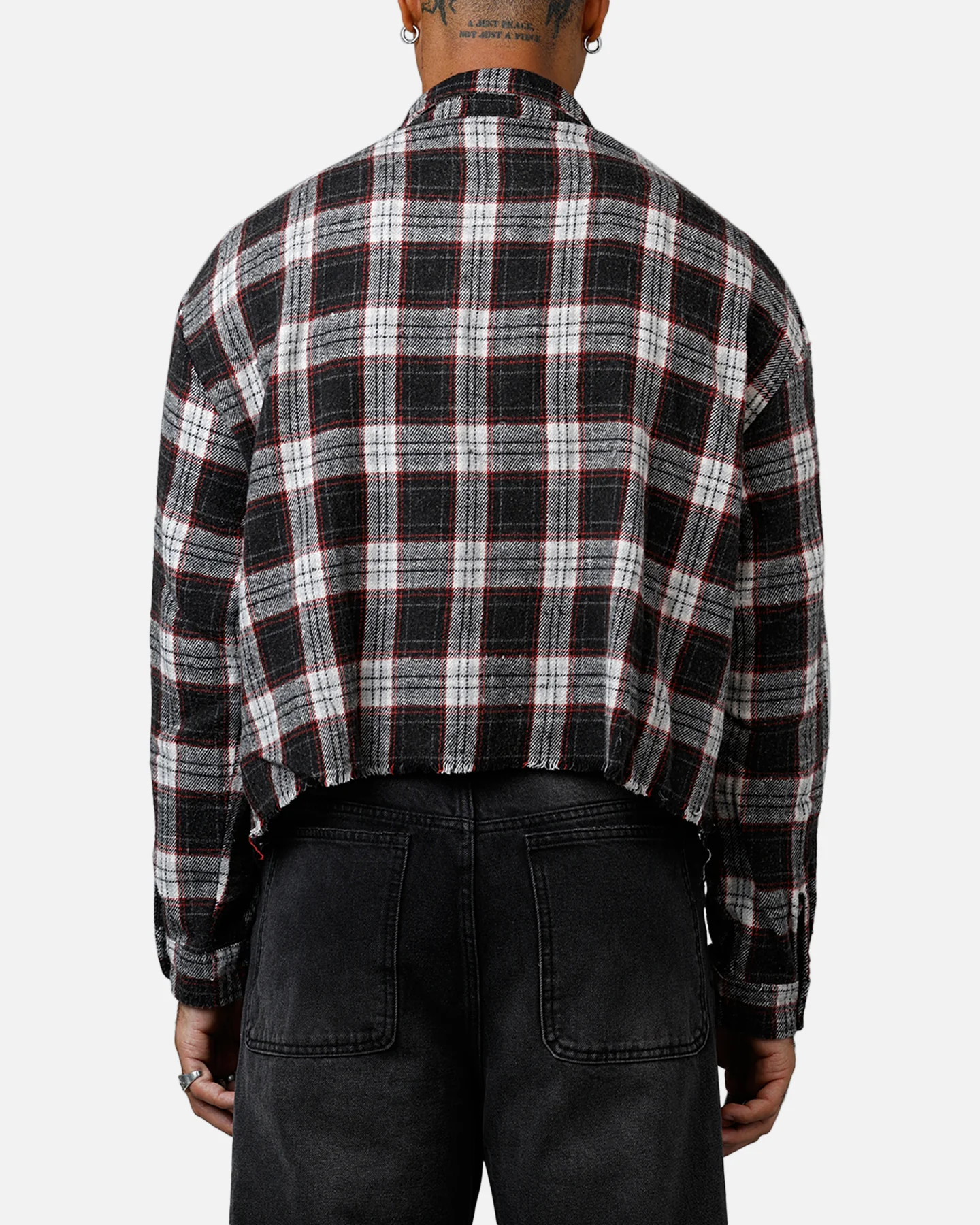 MNML Washed Cropped Flannel Shirt Black/White