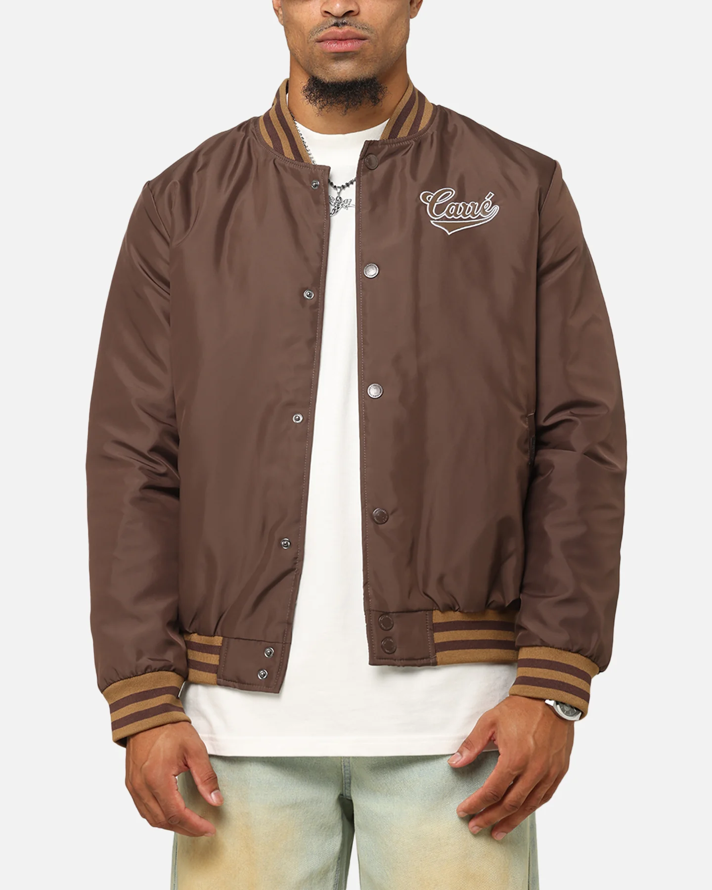 Carre Team Puffer Varsity Jacket Brown