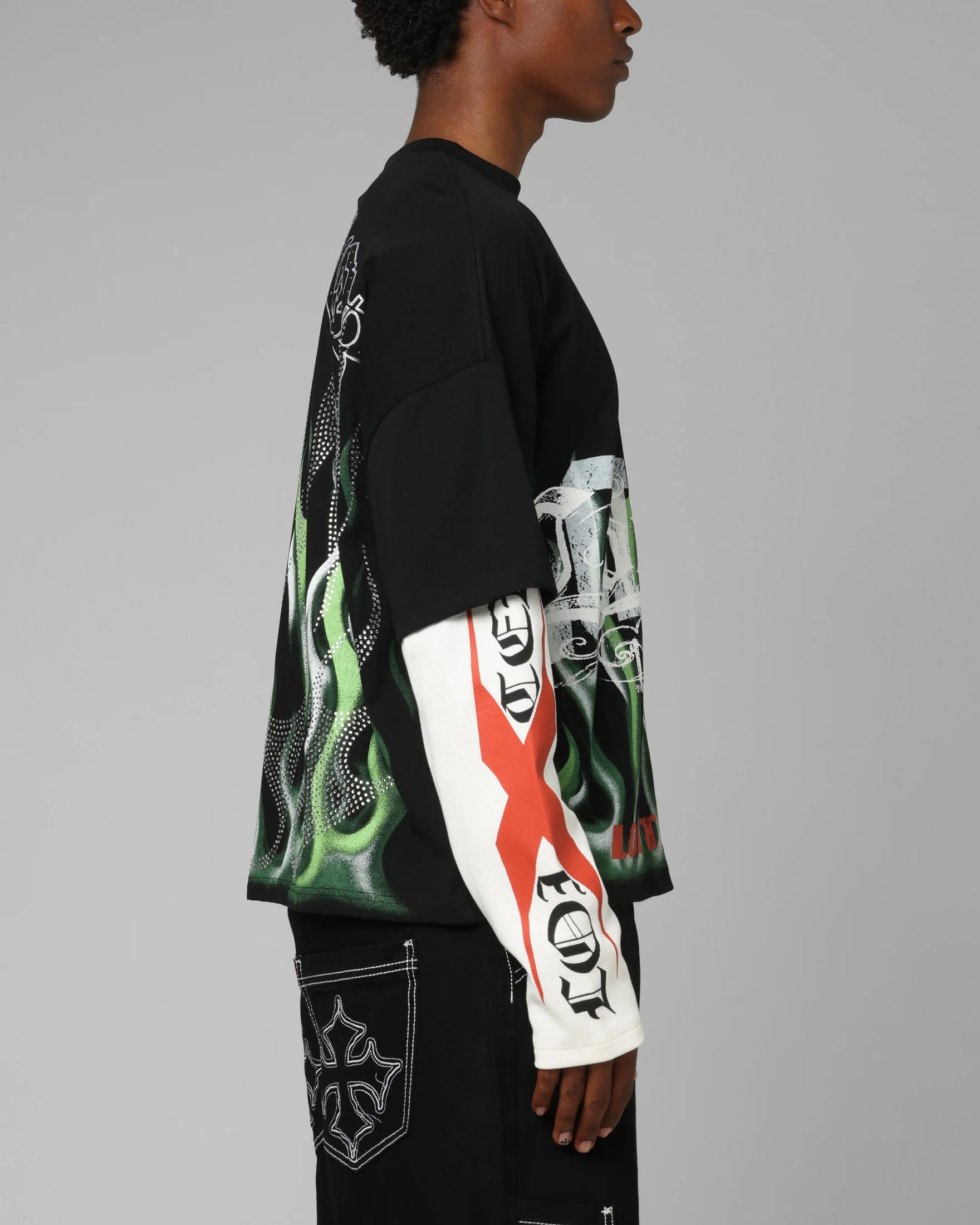 Loiter Inferno Layered Long Sleeve T-Shirt Black