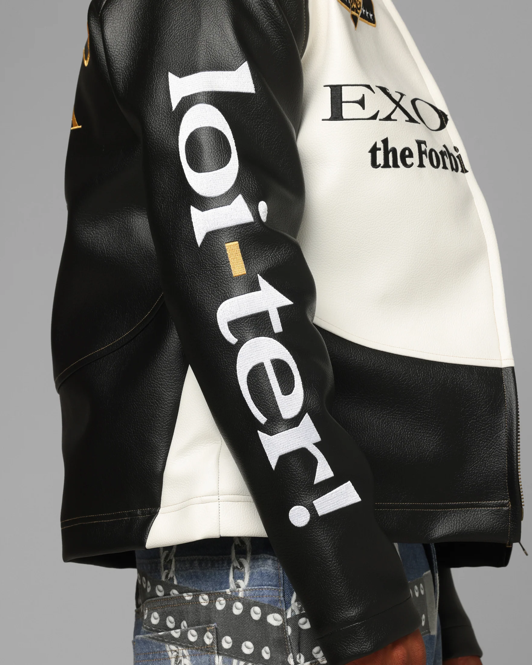 Loiter X Yu-Gi-Oh! Exodia Biker Jacket Black/Off White