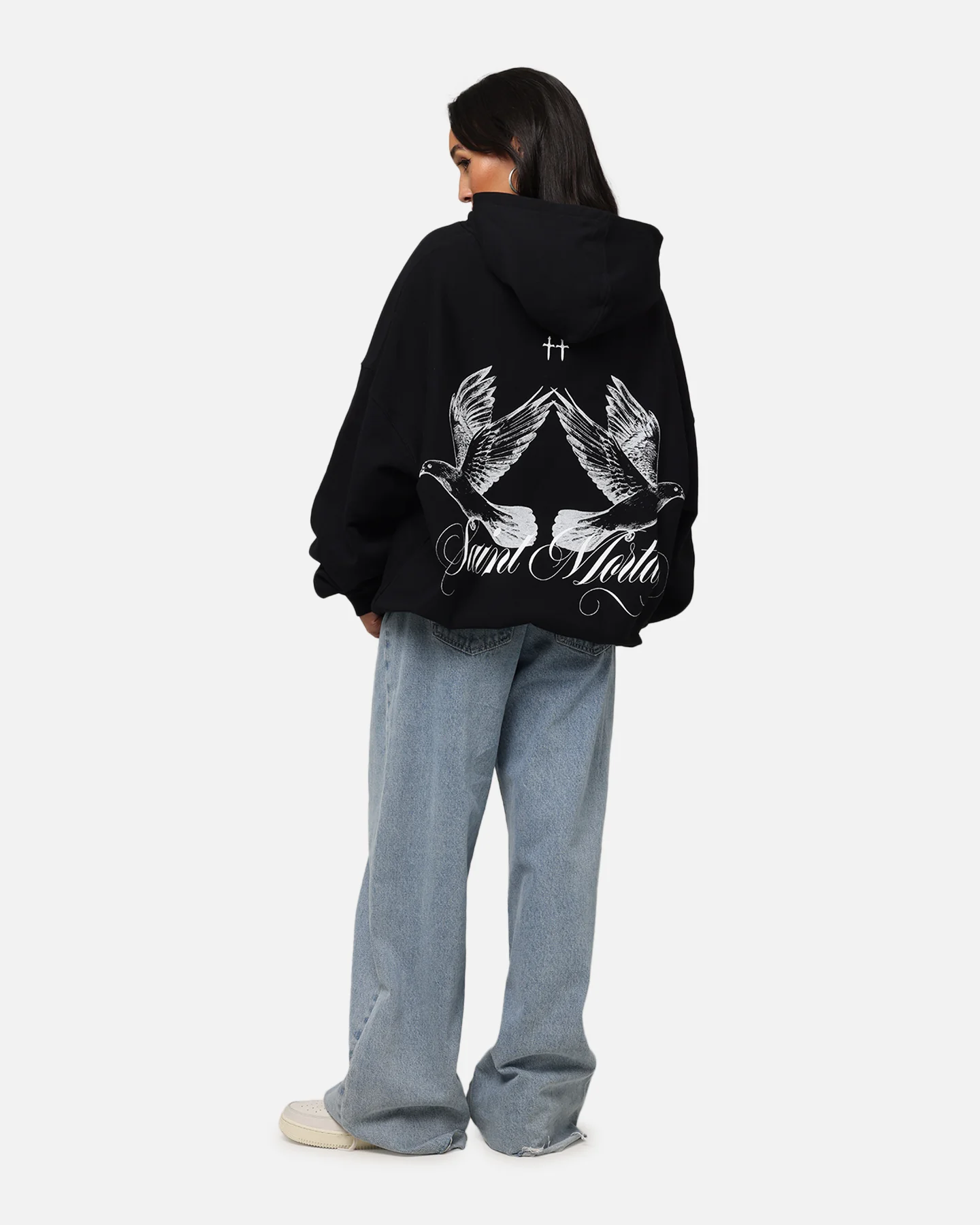 Saint Morta Doves Boxy Hoodie Black