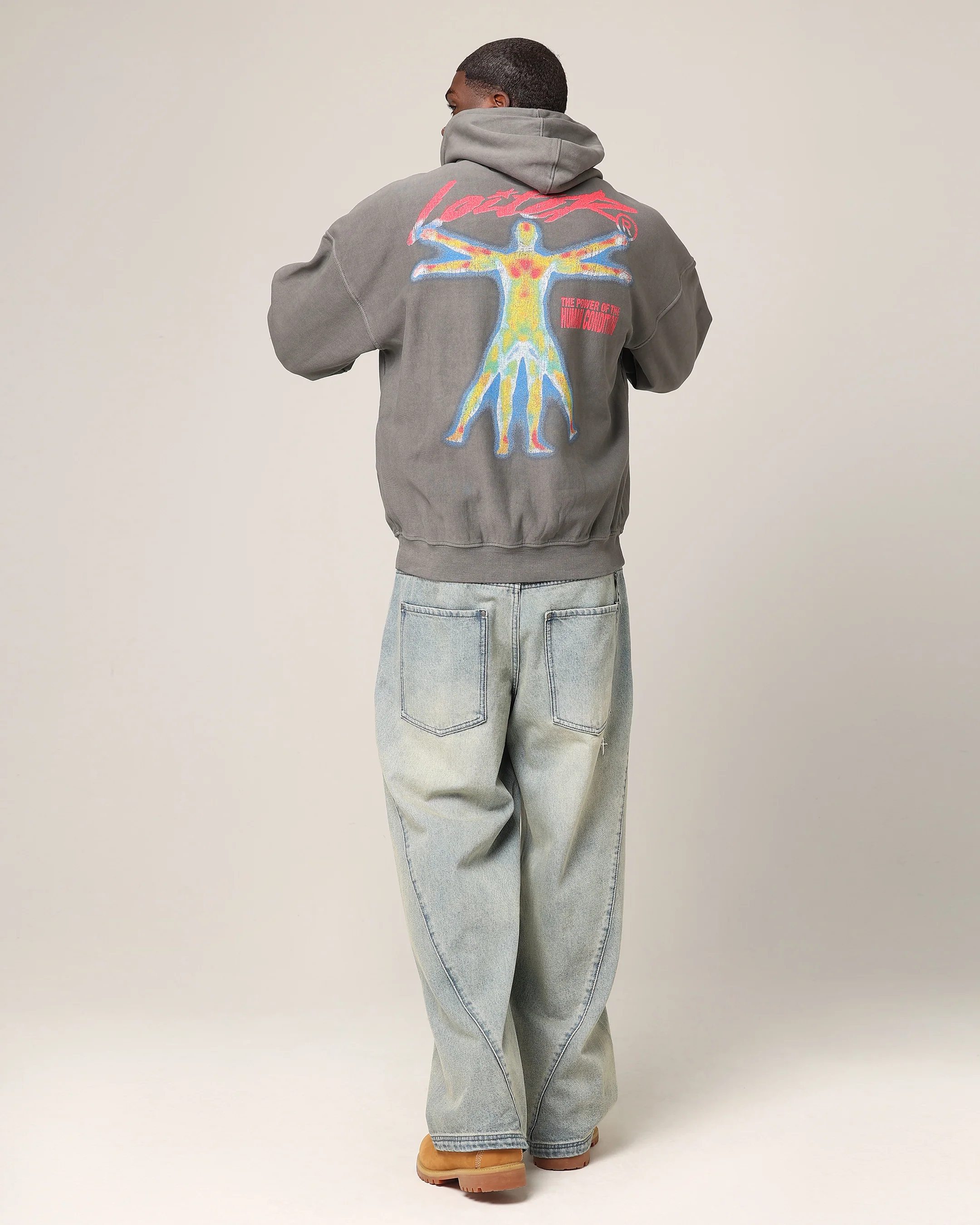 Loiter Human Condition Hoodie Washed Charcoal