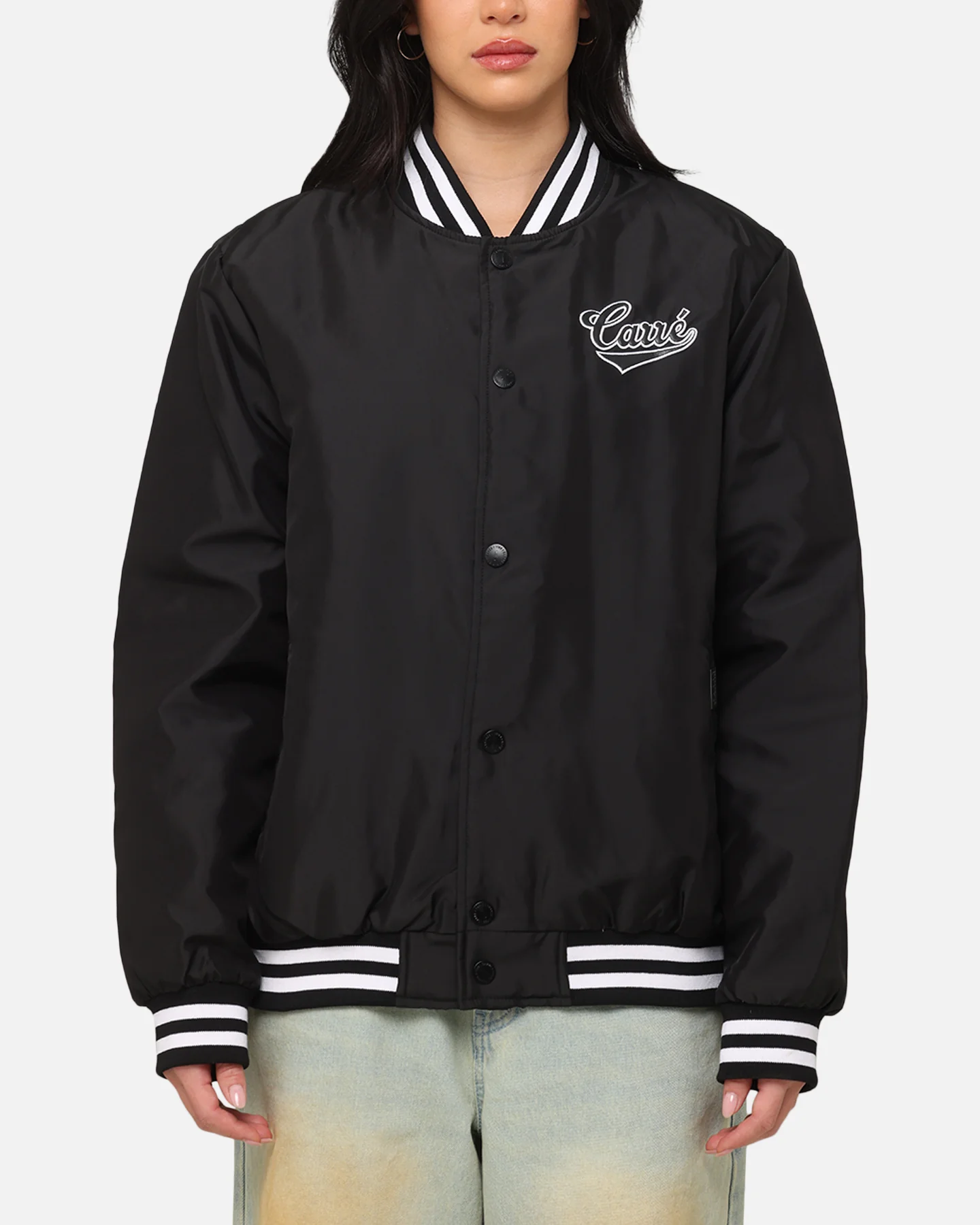 Carre Team Puffer Varsity Jacket Black/White
