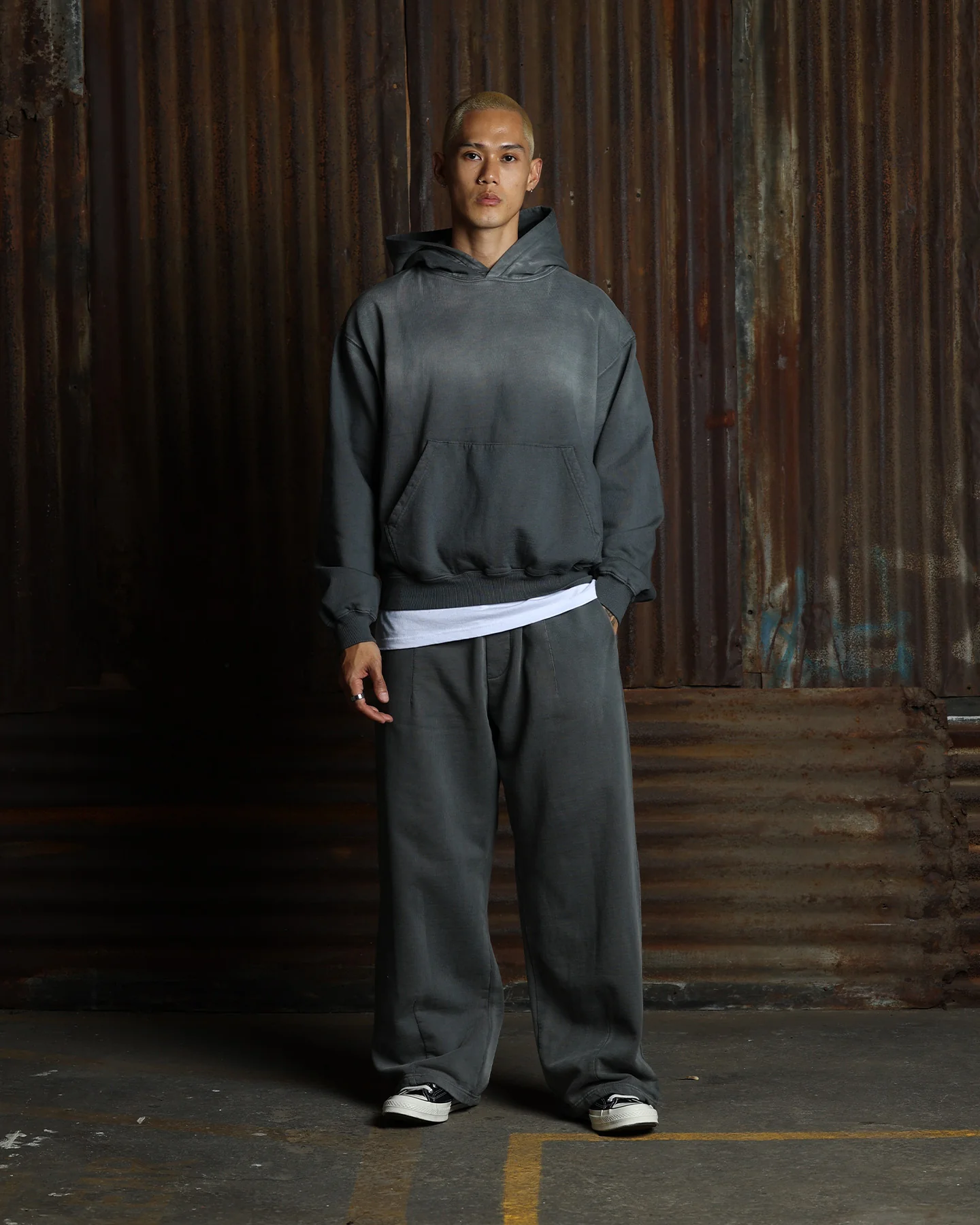 American Thrift Wide Leg Pants Washed Charcoal