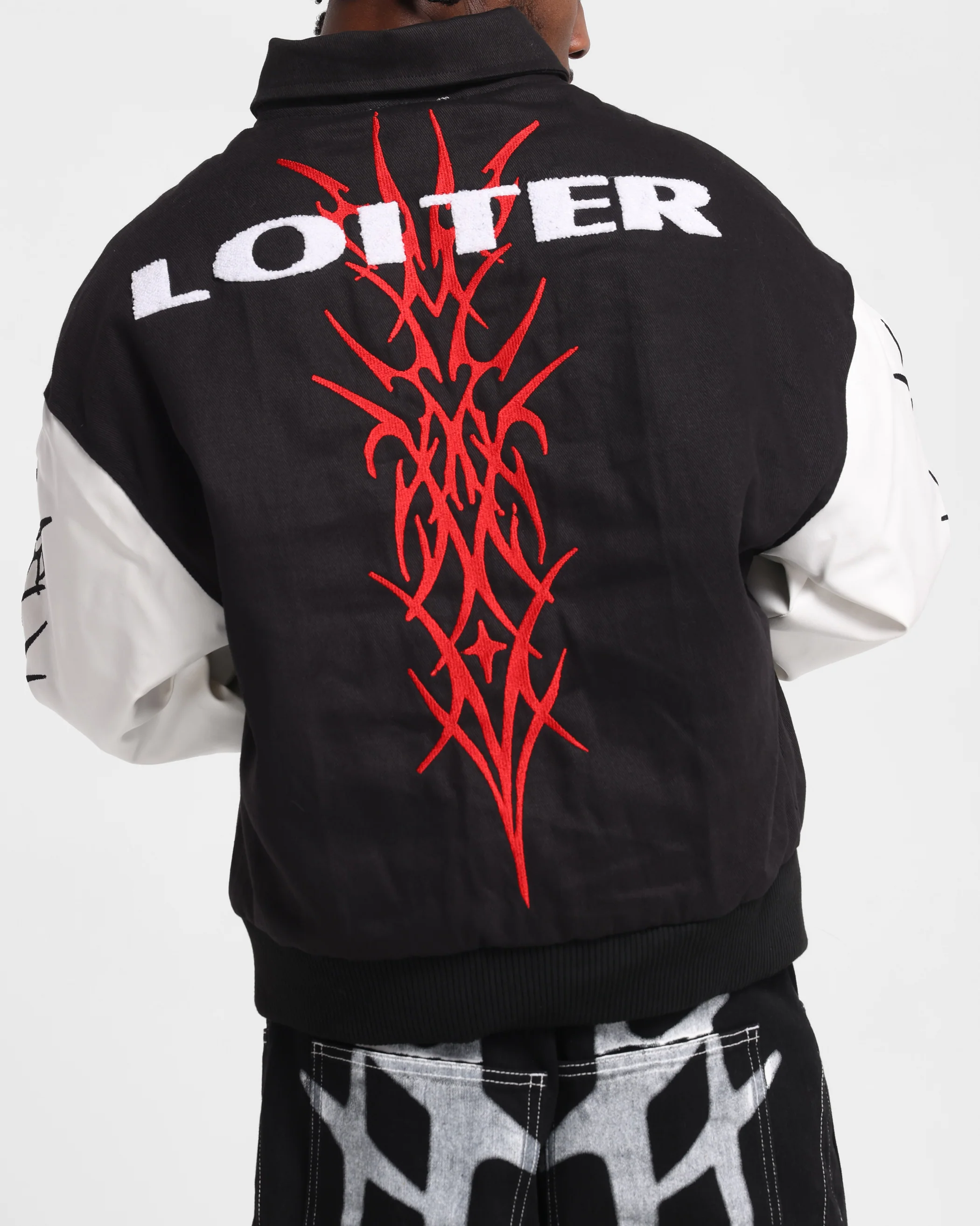 Loiter Cyber Varsity Jacket Black/White