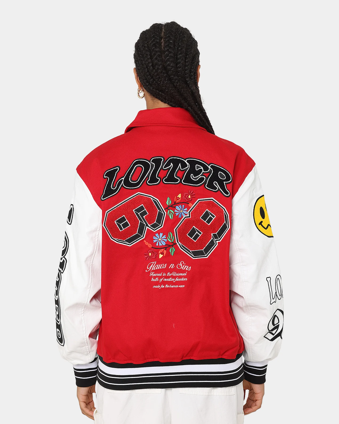 Loiter Flaws Varsity Jacket Red/Off White