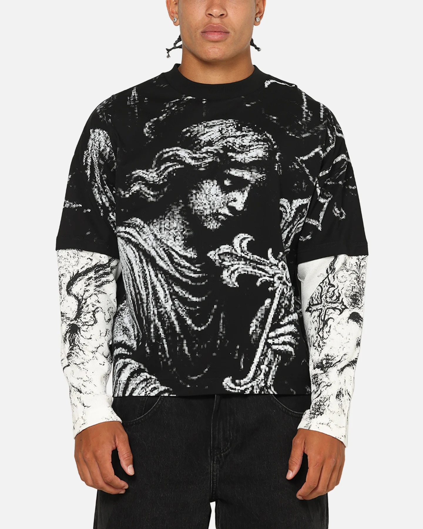 Saint Morta Crossbearer Layer Long Sleeve T-Shirt Vintage Black