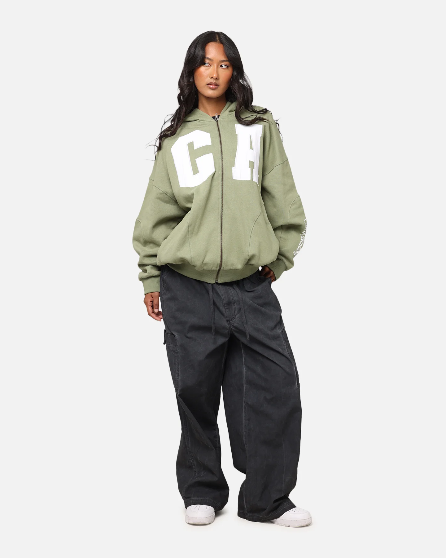 Carre Legacy Panelled Zip Hoodie Green