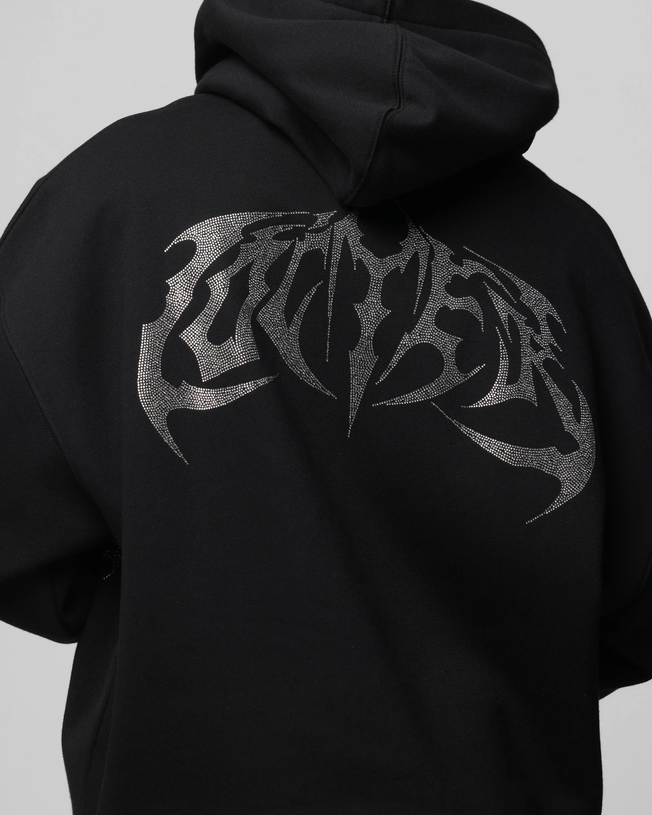 Loiter Metal Rhinestone Hoodie Black