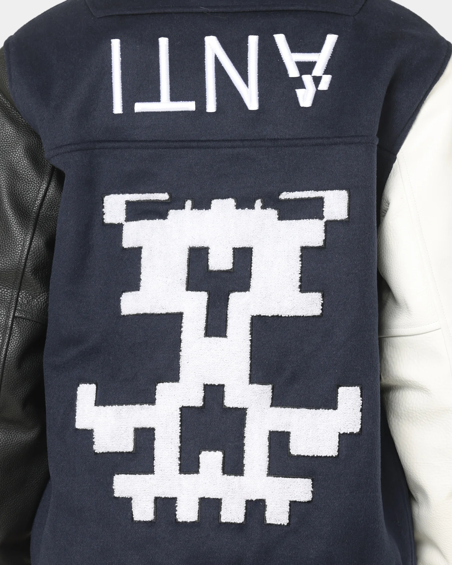 The Anti Order Dead Pixel Leather Varsity Jacket Jacket Navy/Black