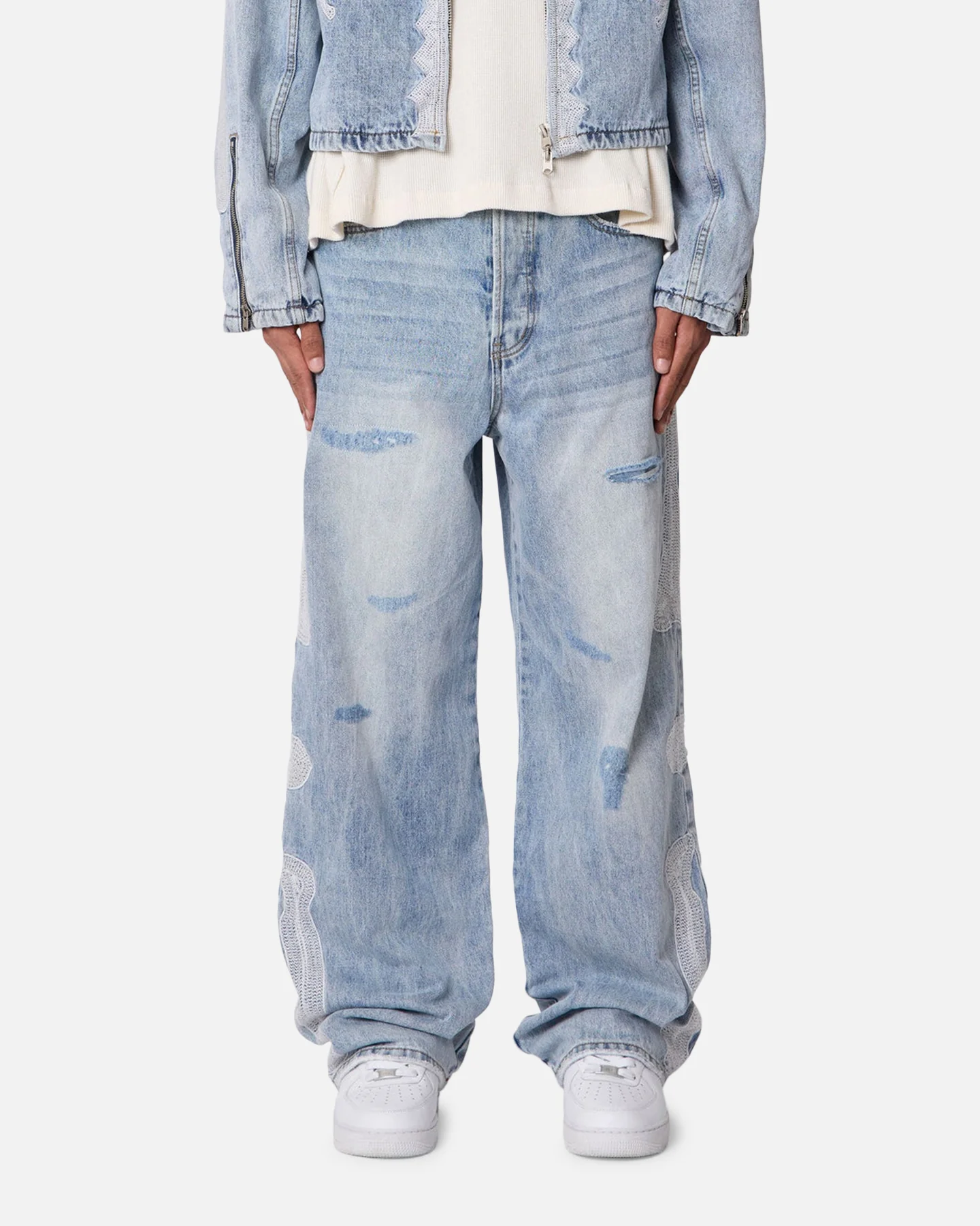 MNML Skeleton Baggy Denim Jeans Washed Blue