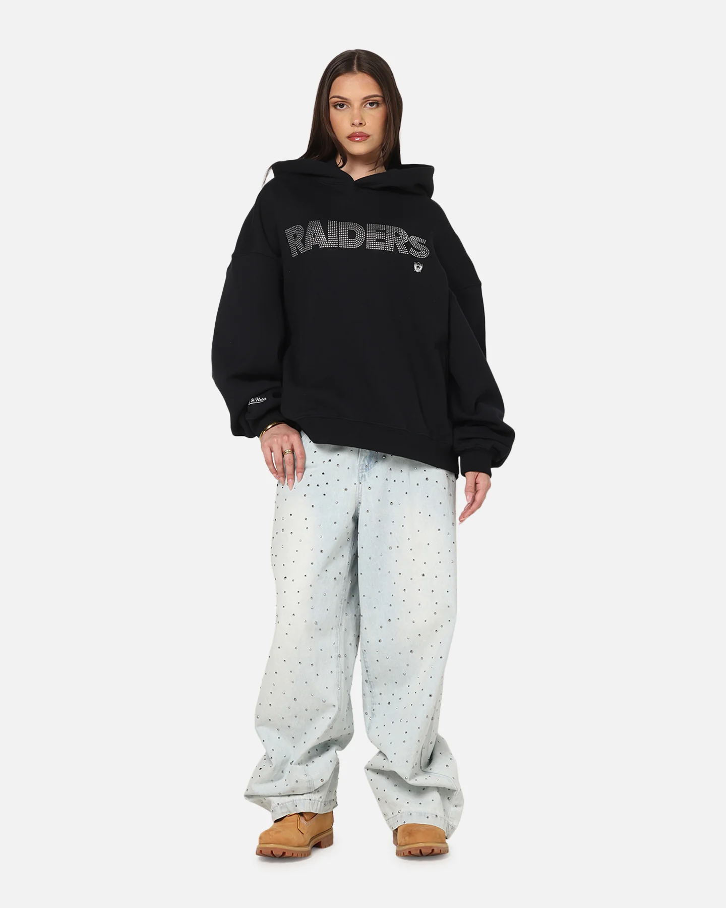 Mitchell & Ness Las Vegas Raiders Rhinestone Hoodie Faded Black