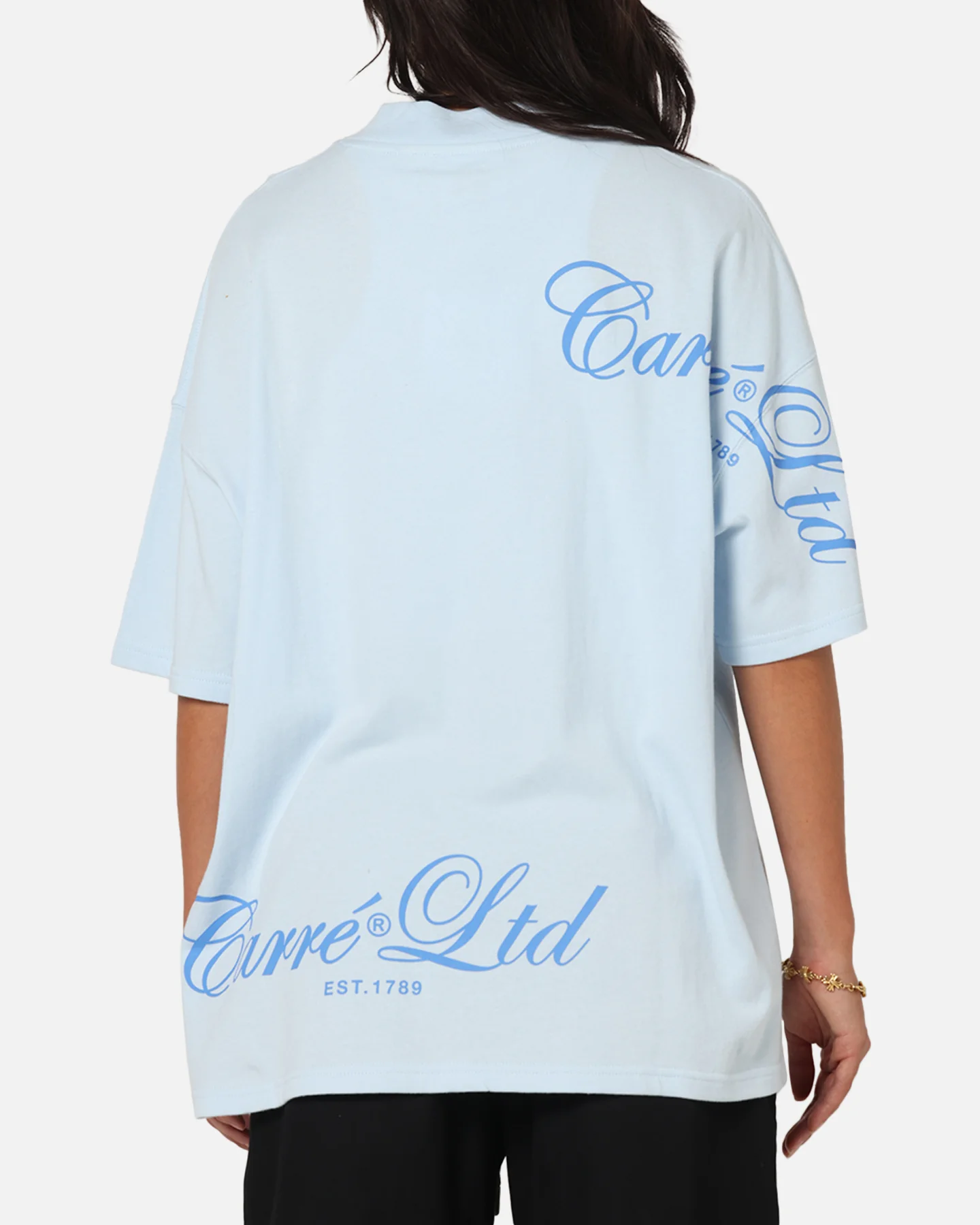Carre Side Script Oversized T-Shirt Baby Blue