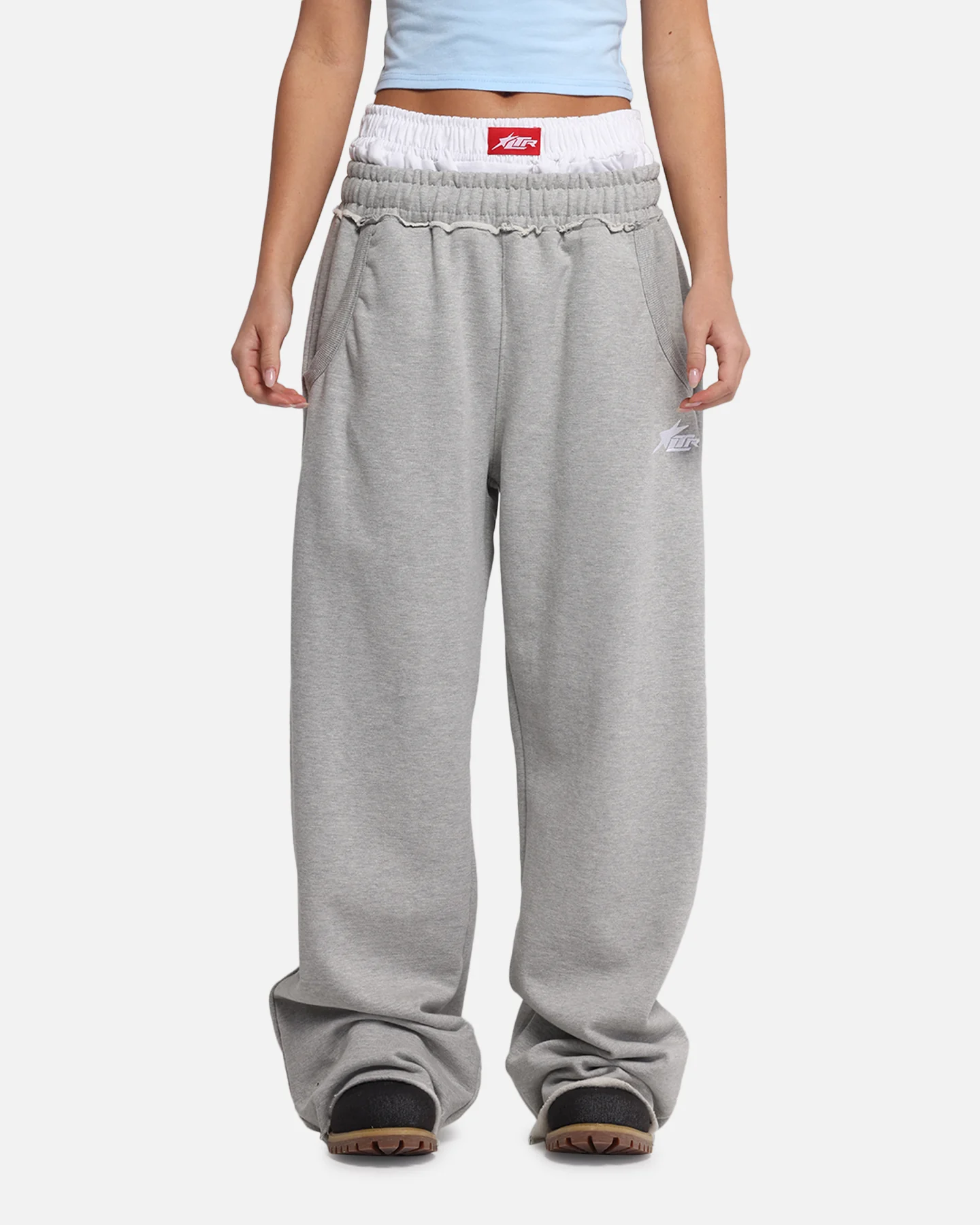 Loiter Layered Track Pants Grey