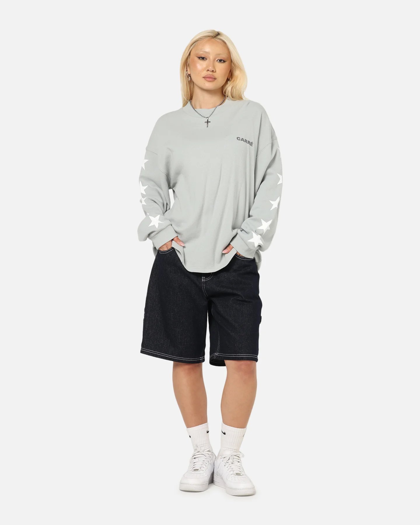 Carre Waffle Workwear Long Sleeve T-Shirt Grey