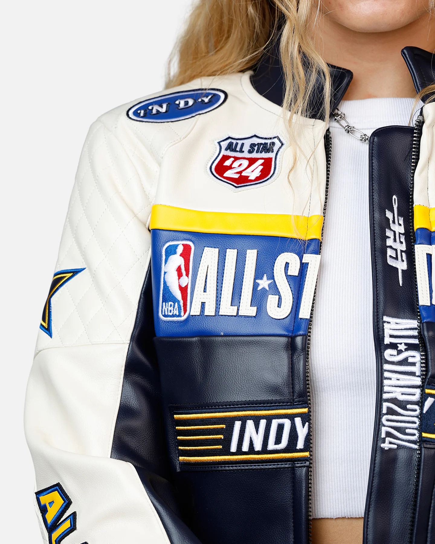 Pro Standard Women's NBA All-Stars Leather Jacket Eggshell/Midnight