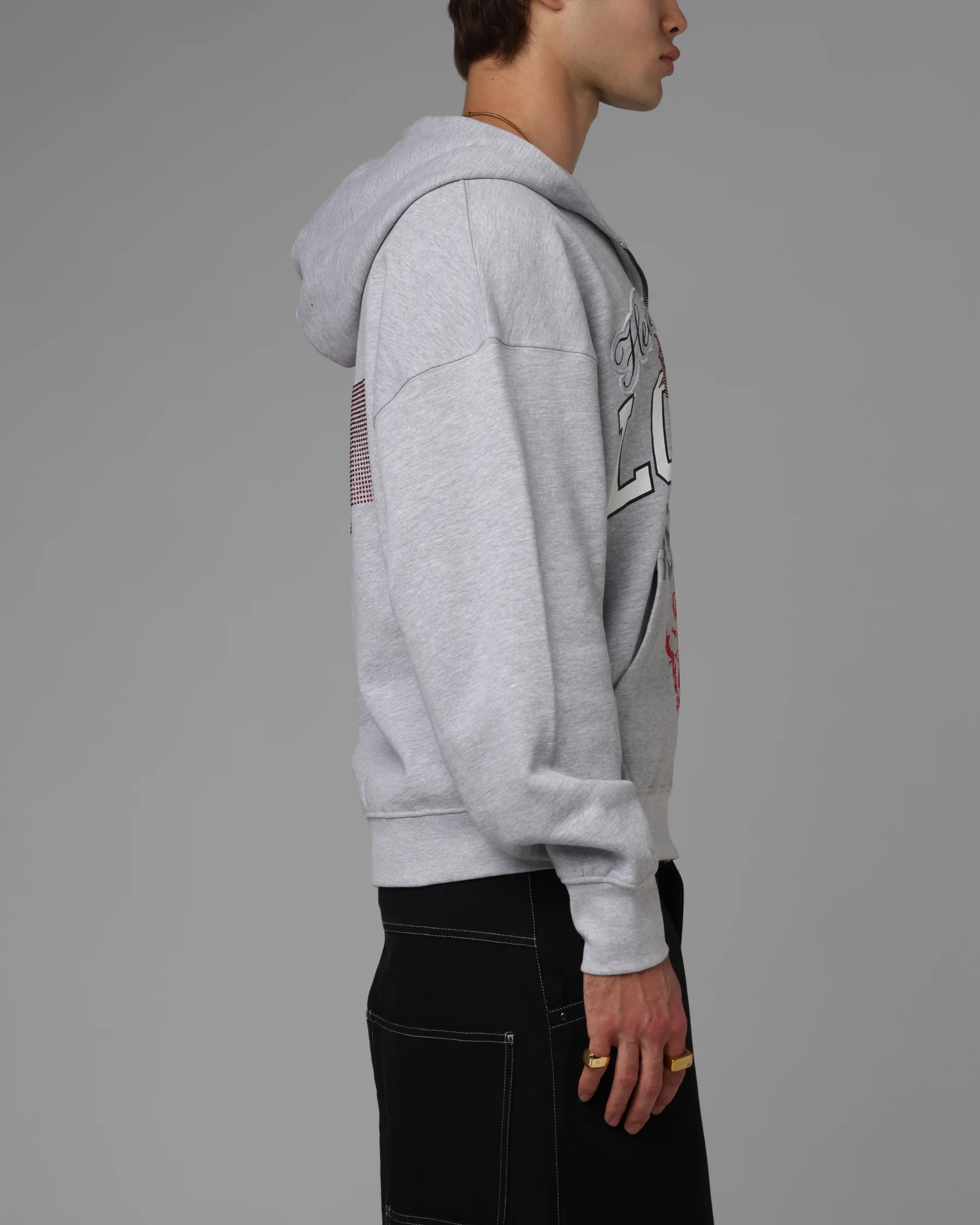 Loiter Drop Out Zip Hoodie Grey