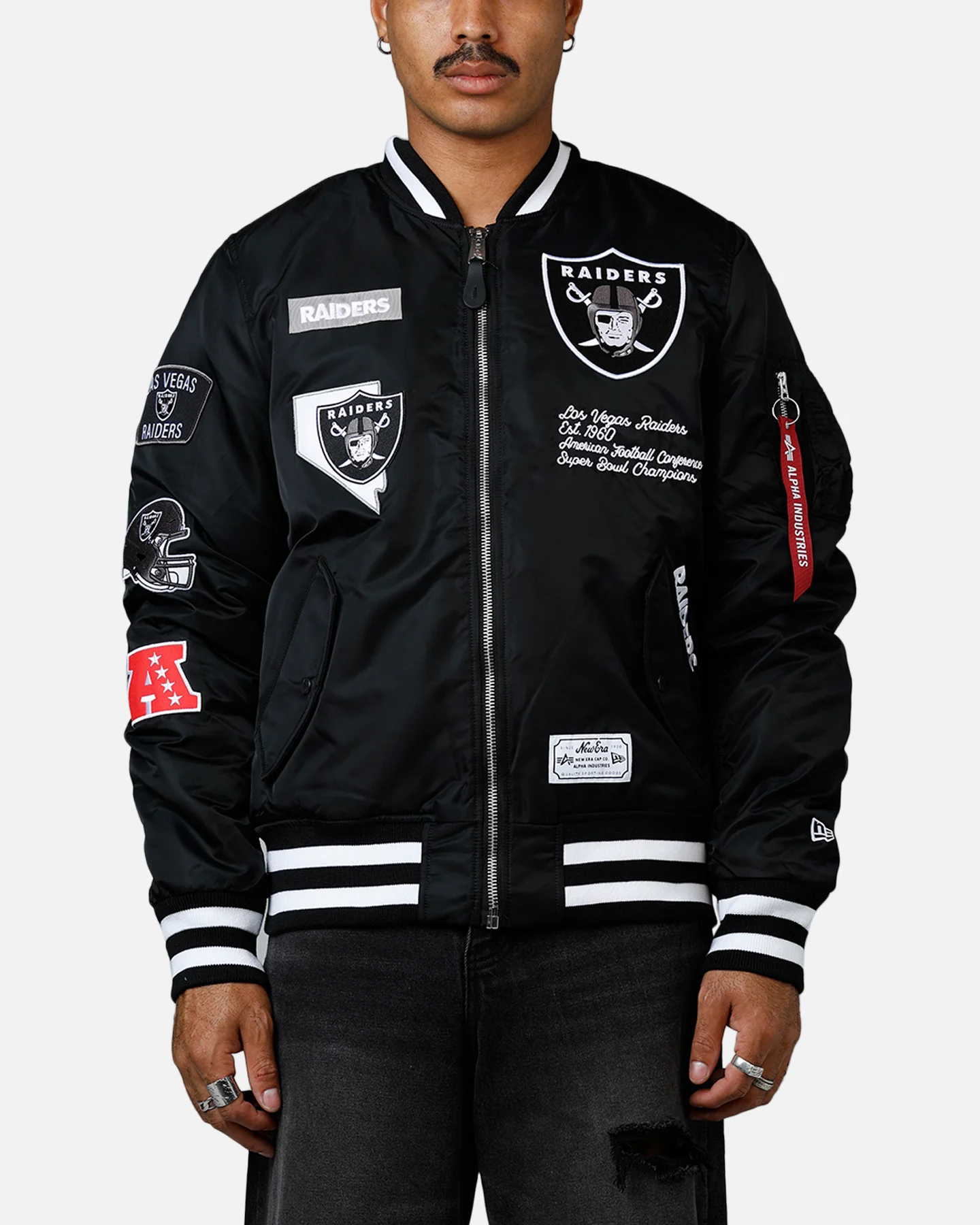 New Era X Alpha Series X NFL Las Vegas Raiders MA-1 Bomber Jacket Black