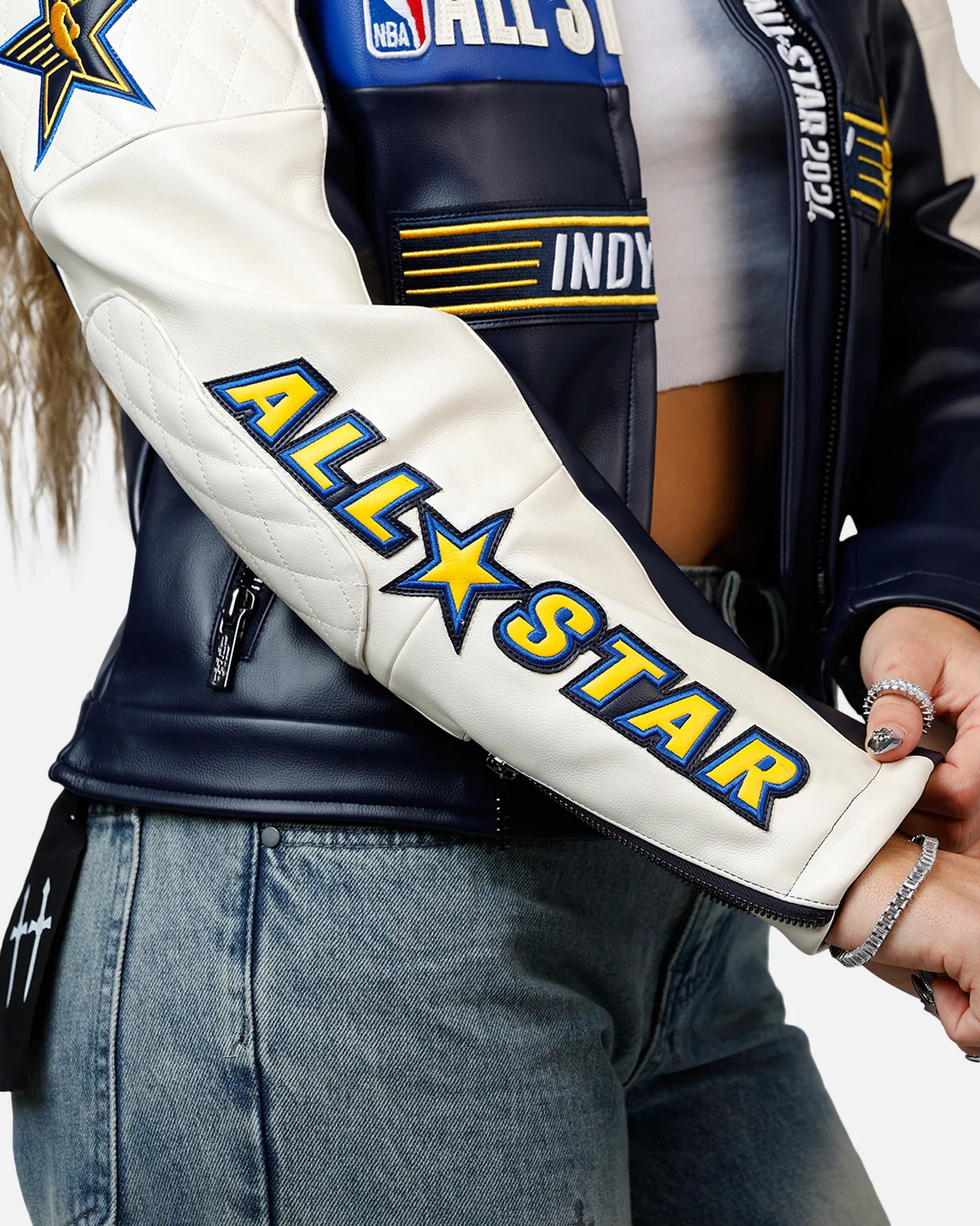 Pro Standard Women's NBA All-Stars Leather Jacket Eggshell/Midnight