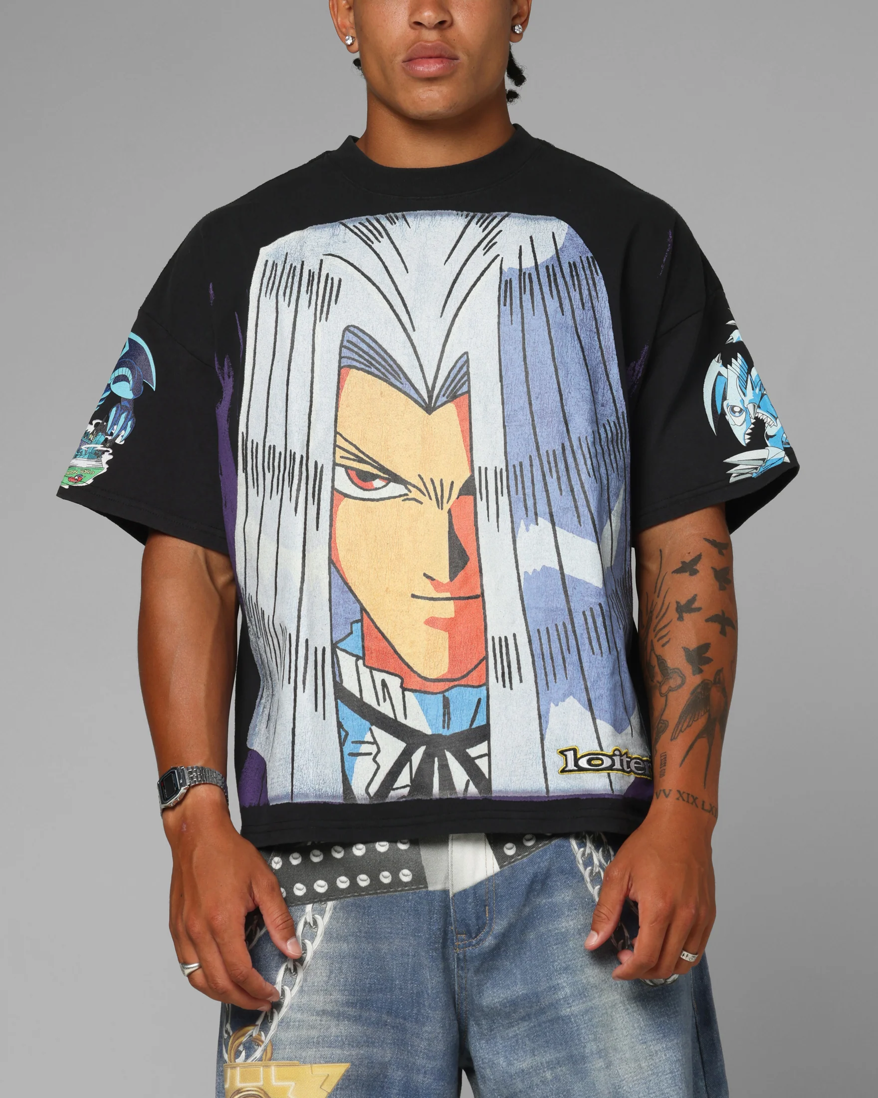 Loiter X Yu-Gi-Oh! Pegasus T-Shirt Vintage Black