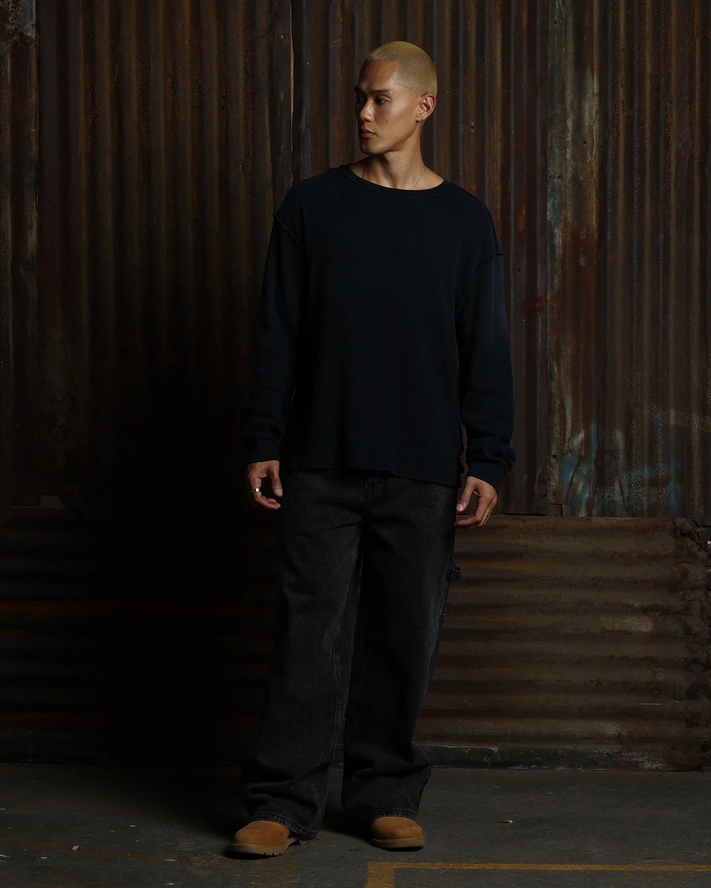 American Thrift Long Sleeve Thermal T-Shirt Washed Black