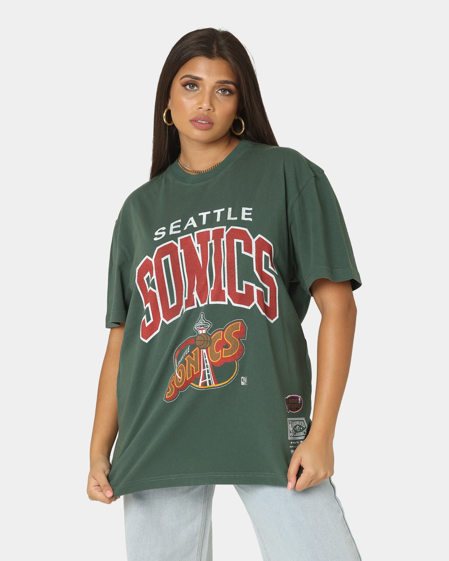 Mitchell & Ness Seattle Supersonics XL Arch Vintage T-Shirt Faded Dark Green