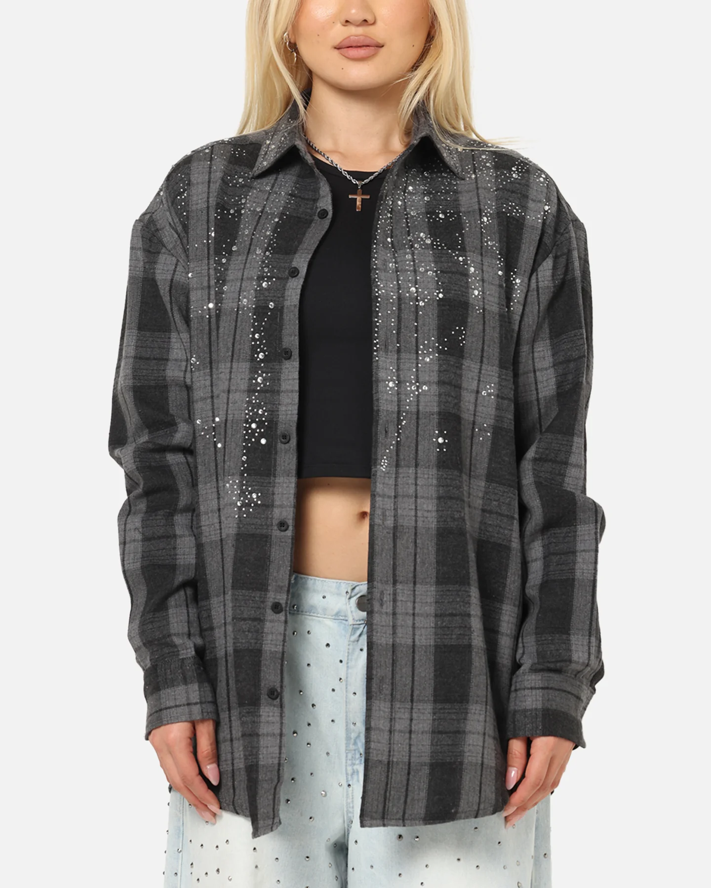 Saint Morta Spray Long Sleeve Flannel Shirt Grey