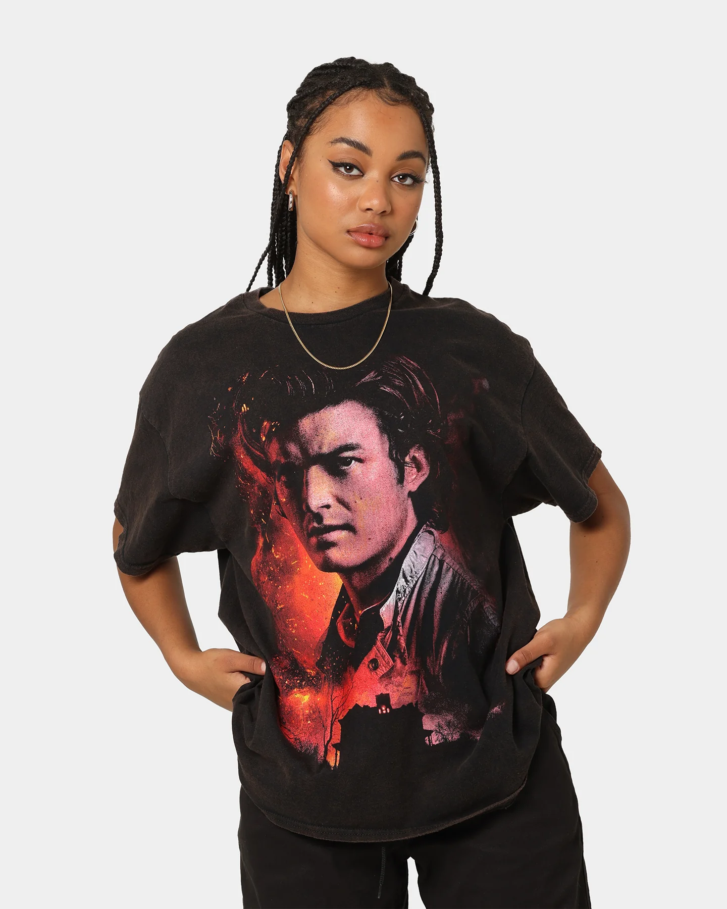Goat Crew X Stranger Things Steve Vintage T-Shirt Black Wash