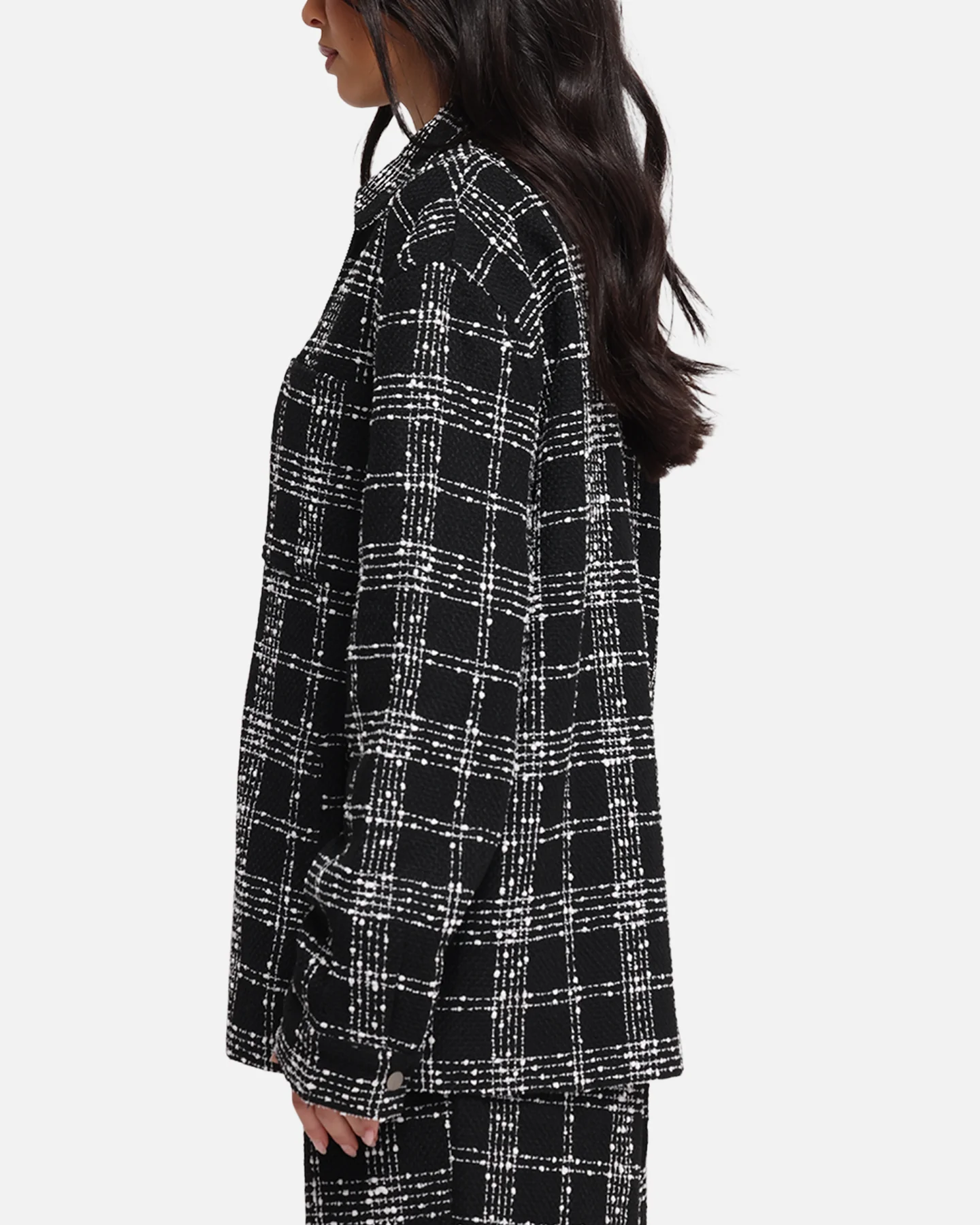 XXIII Boucle Tweed Zip Jacket Black/White