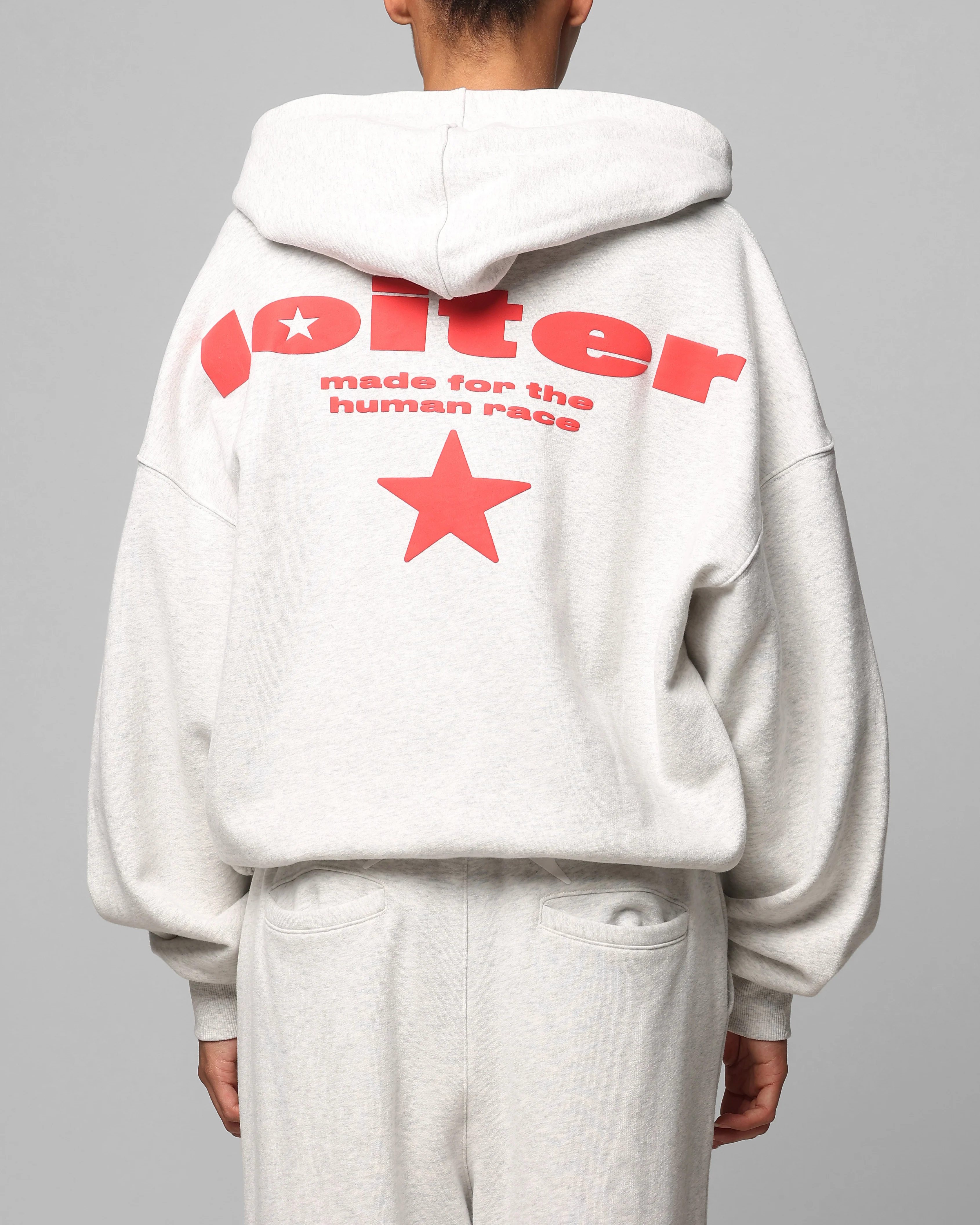Loiter Celestial Full Zip Hoodie Light Grey Marl
