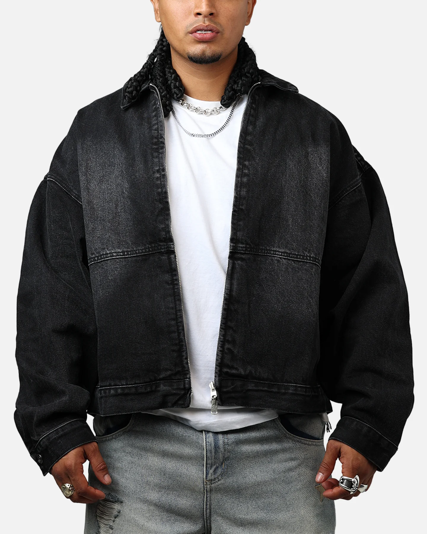 MNML Denim Choir Coat Washed Black