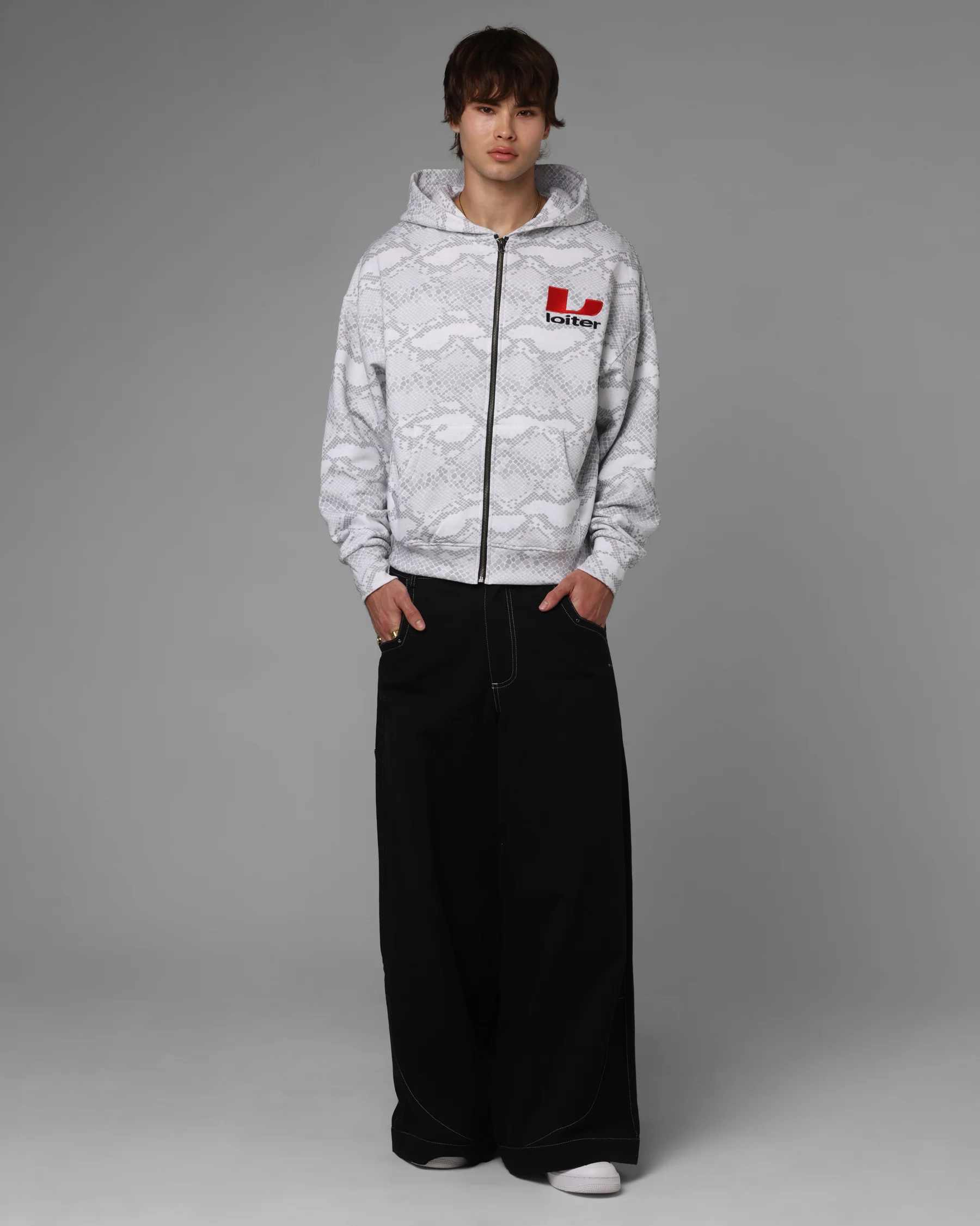 Loiter Slither Zip Hoodie Grey