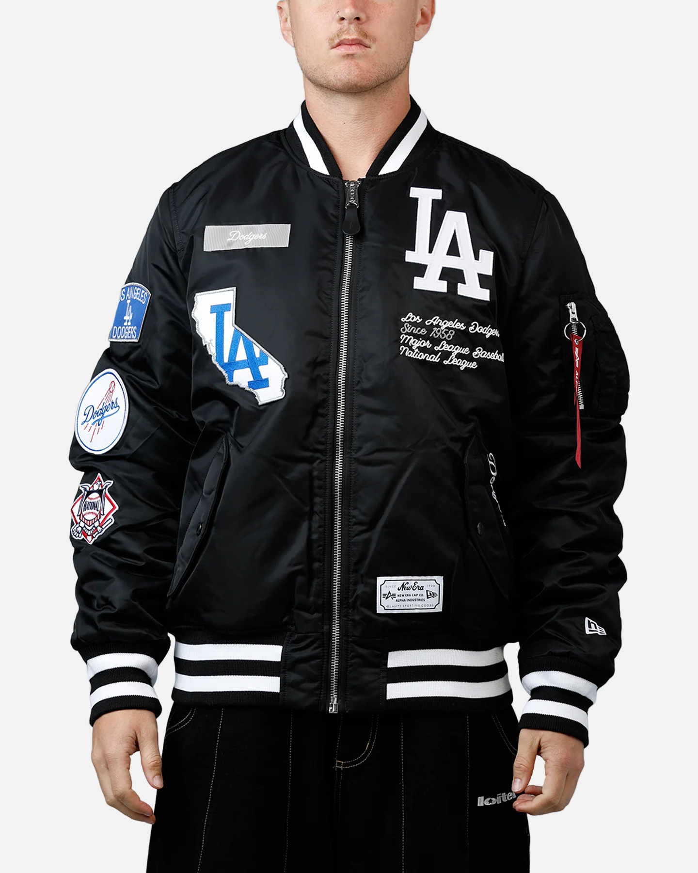 New Era X Alpha Series X MLB Los Angeles Dodgers MA-1 Bomber Jacket Black