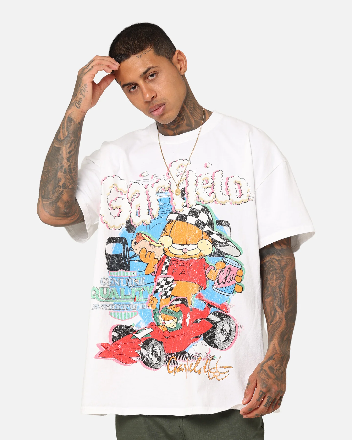 73Studio X Garfield Race Heavyweight T-Shirt White