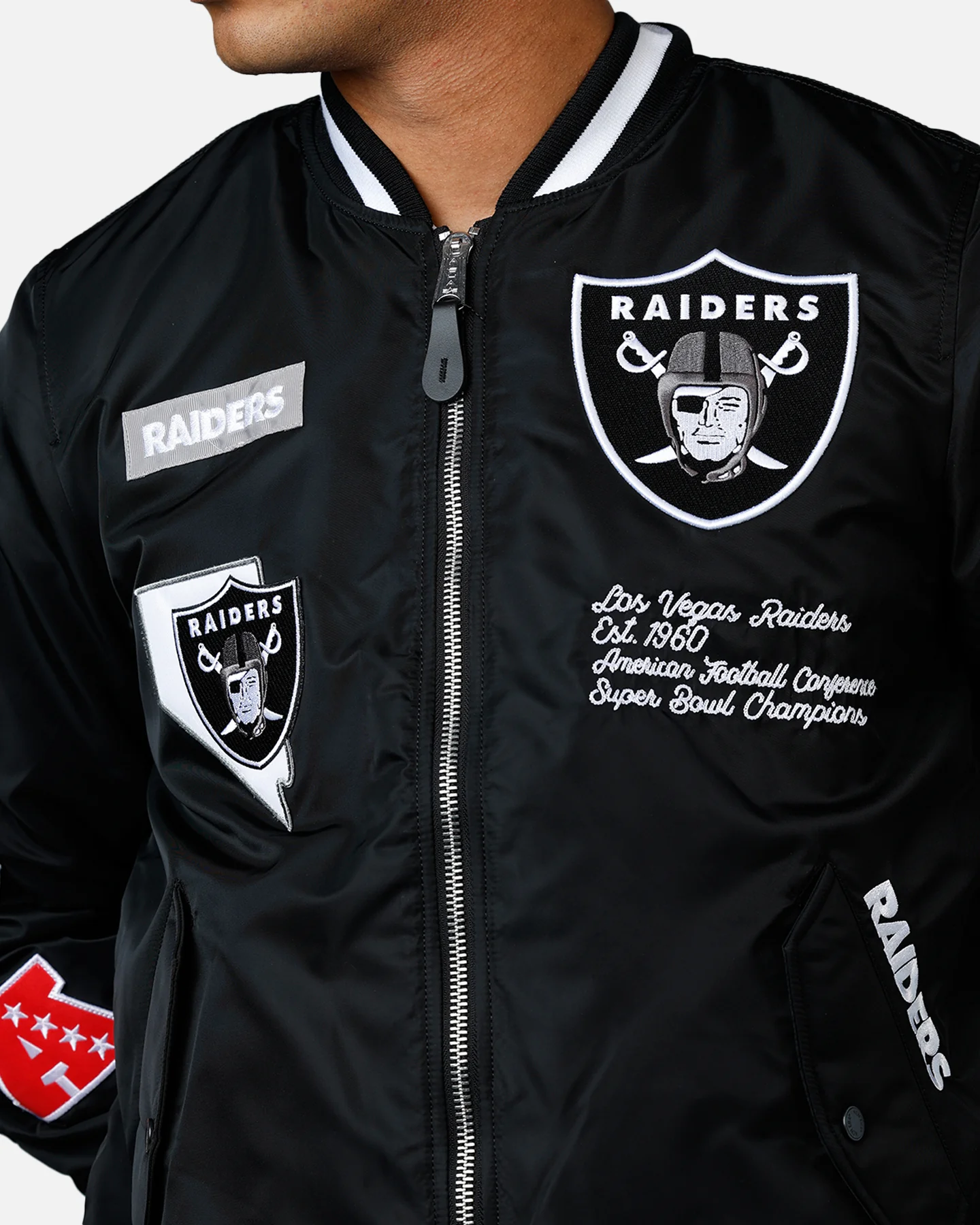 New Era X Alpha Series X NFL Las Vegas Raiders MA-1 Bomber Jacket Black