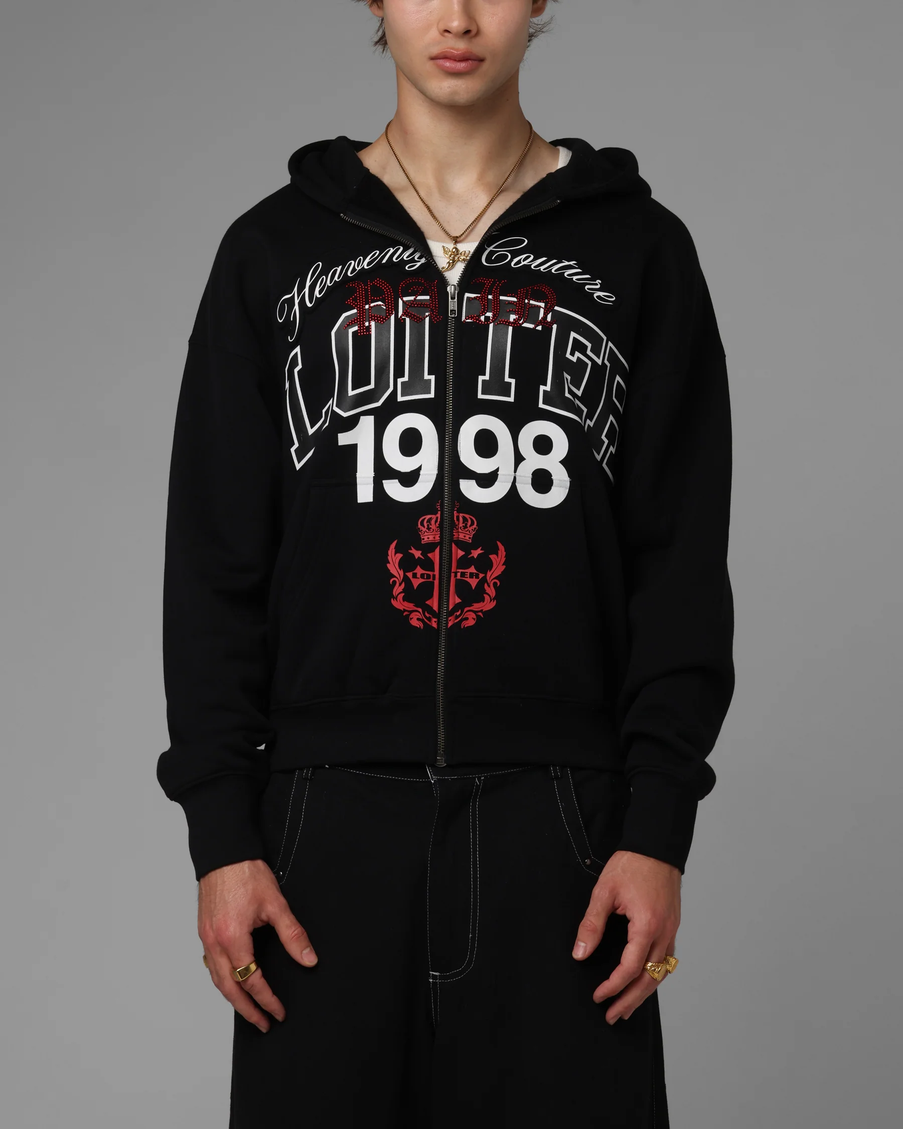 Loiter Drop Out Zip Hoodie Black