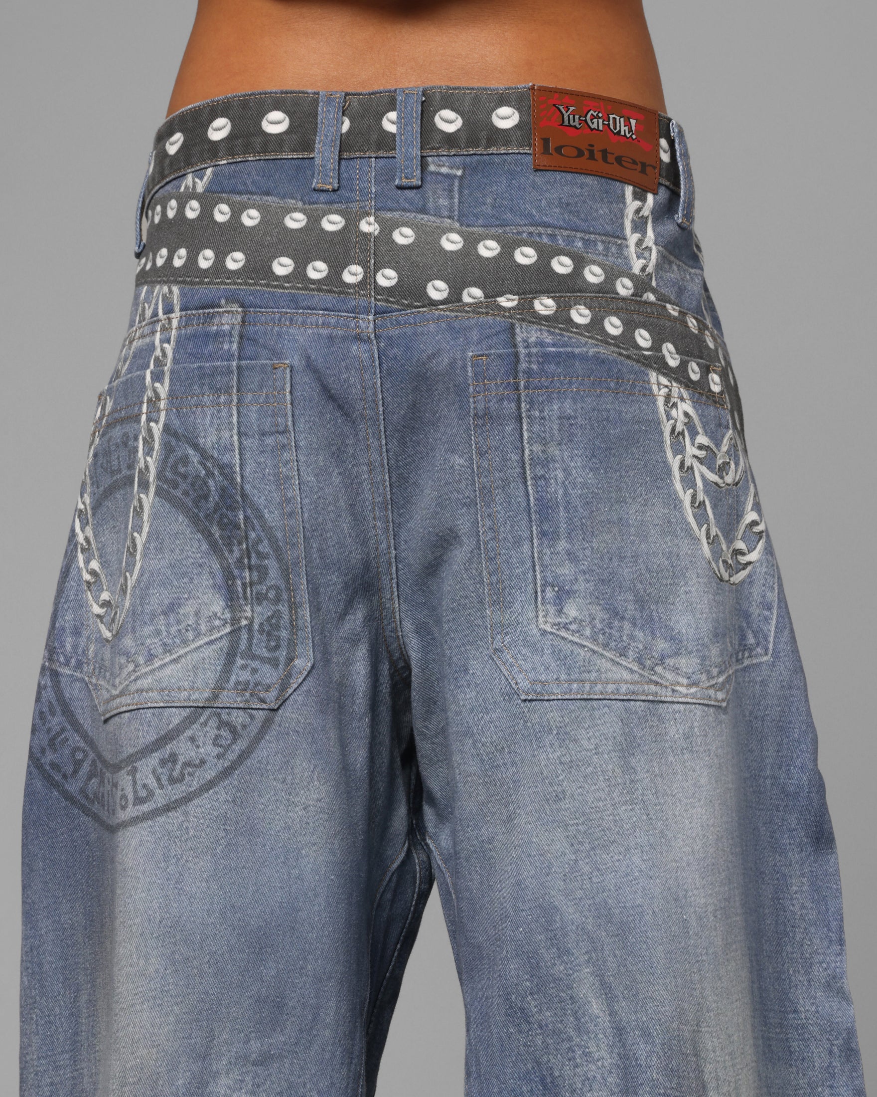 Loiter X Yu-Gi-Oh! Printed Yugi Denim Jeans Denim Blue