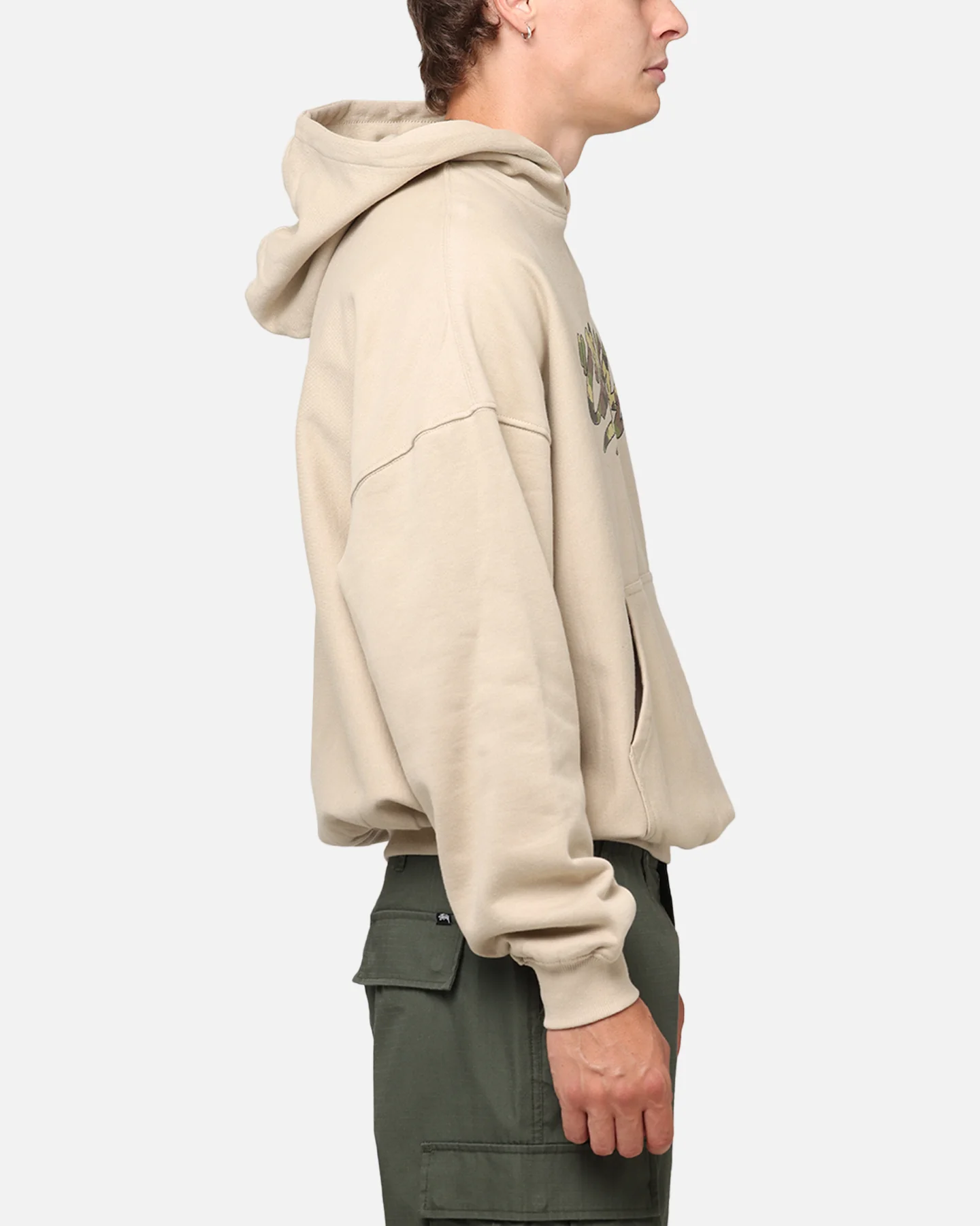 Carre Camo Script Hoodie Stone