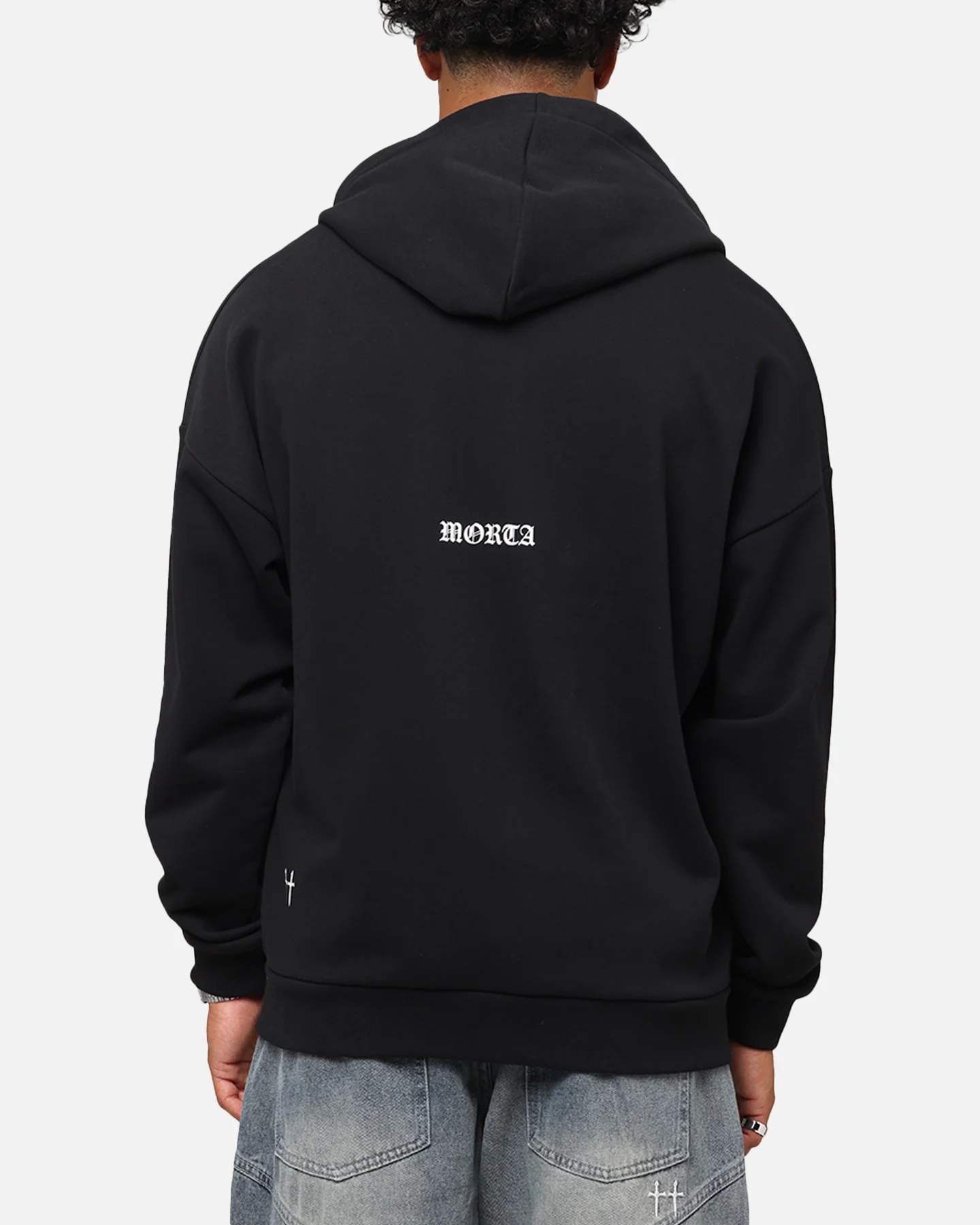 Saint Morta Gothic Distressed Zip Hoodie Black