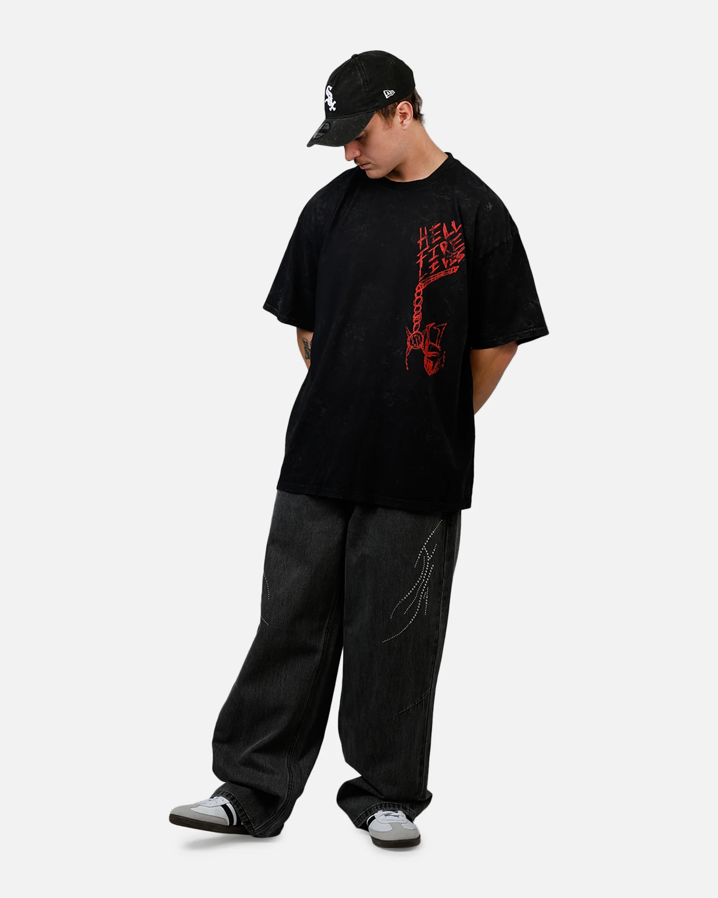 73Studio X Stranger Things Hellfire Lives T-Shirt Black Acidwash