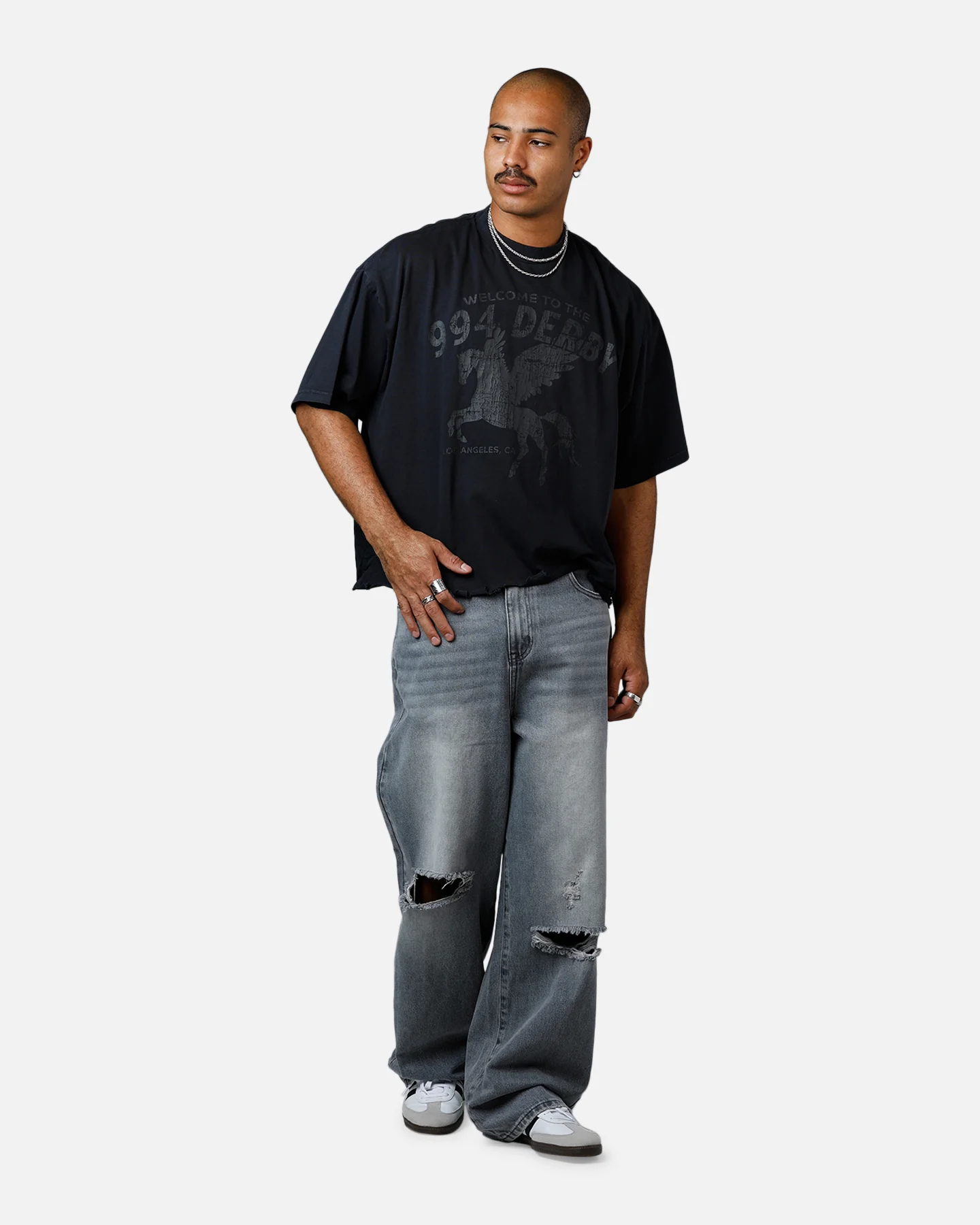 MNML Moth Eaten Cropped T-Shirt Black