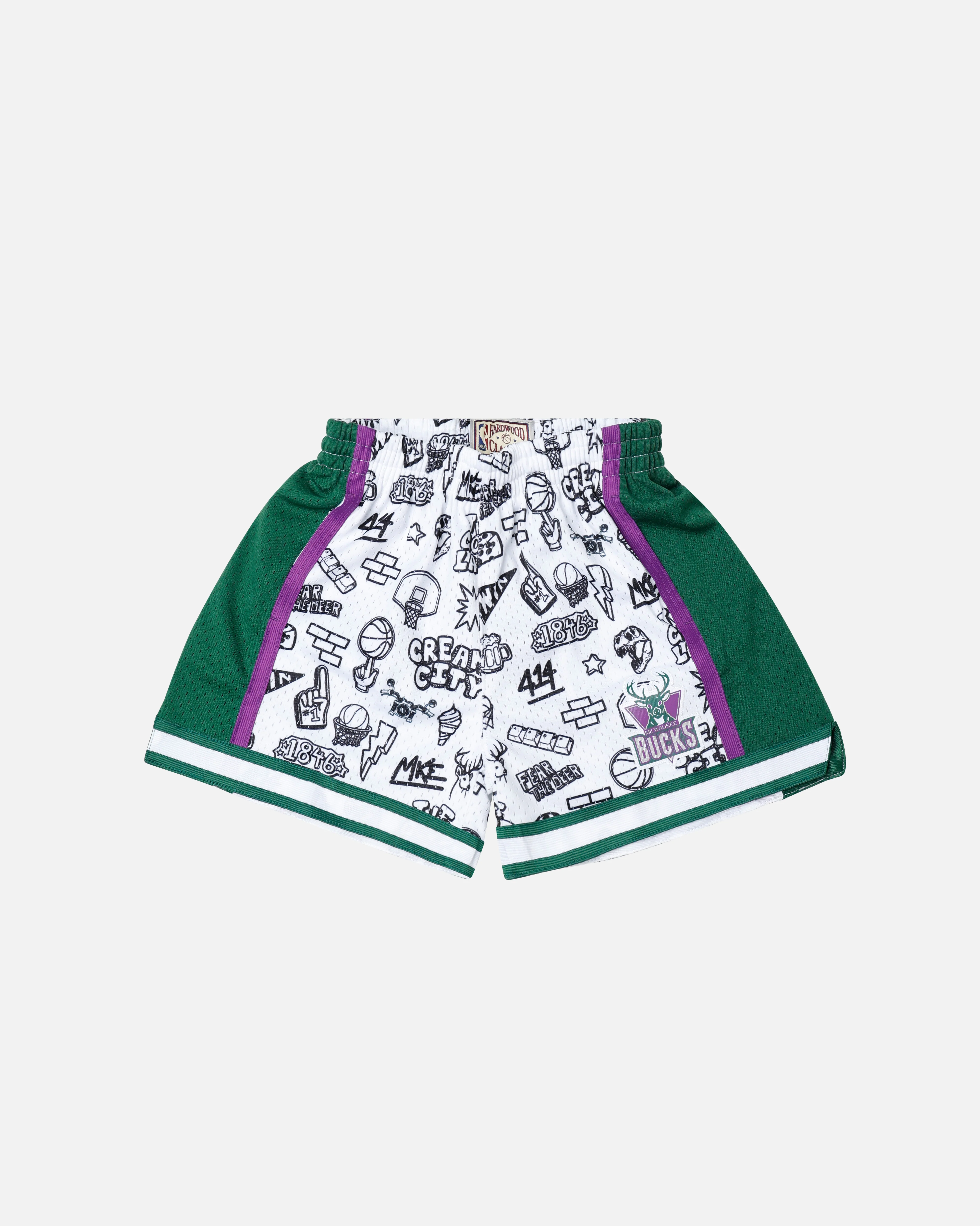Mitchell & Ness Women's Milwaukee Bucks Doodle Shorts Black/White