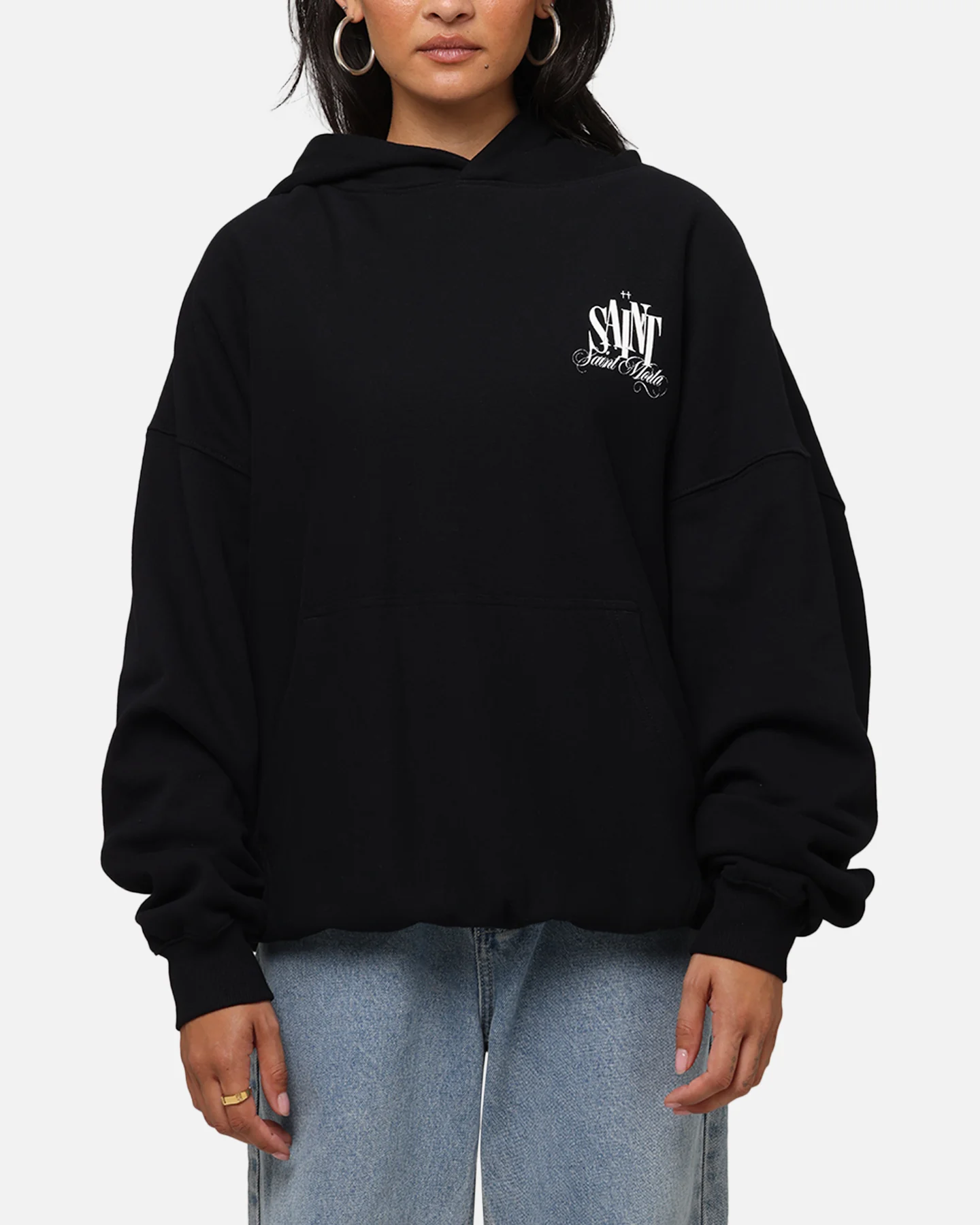 Saint Morta Doves Boxy Hoodie Black