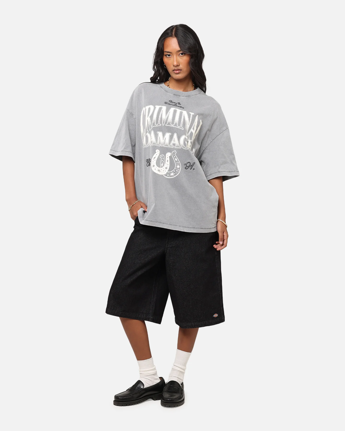 Criminal Damage Horseshoe T-Shirt Washed Black