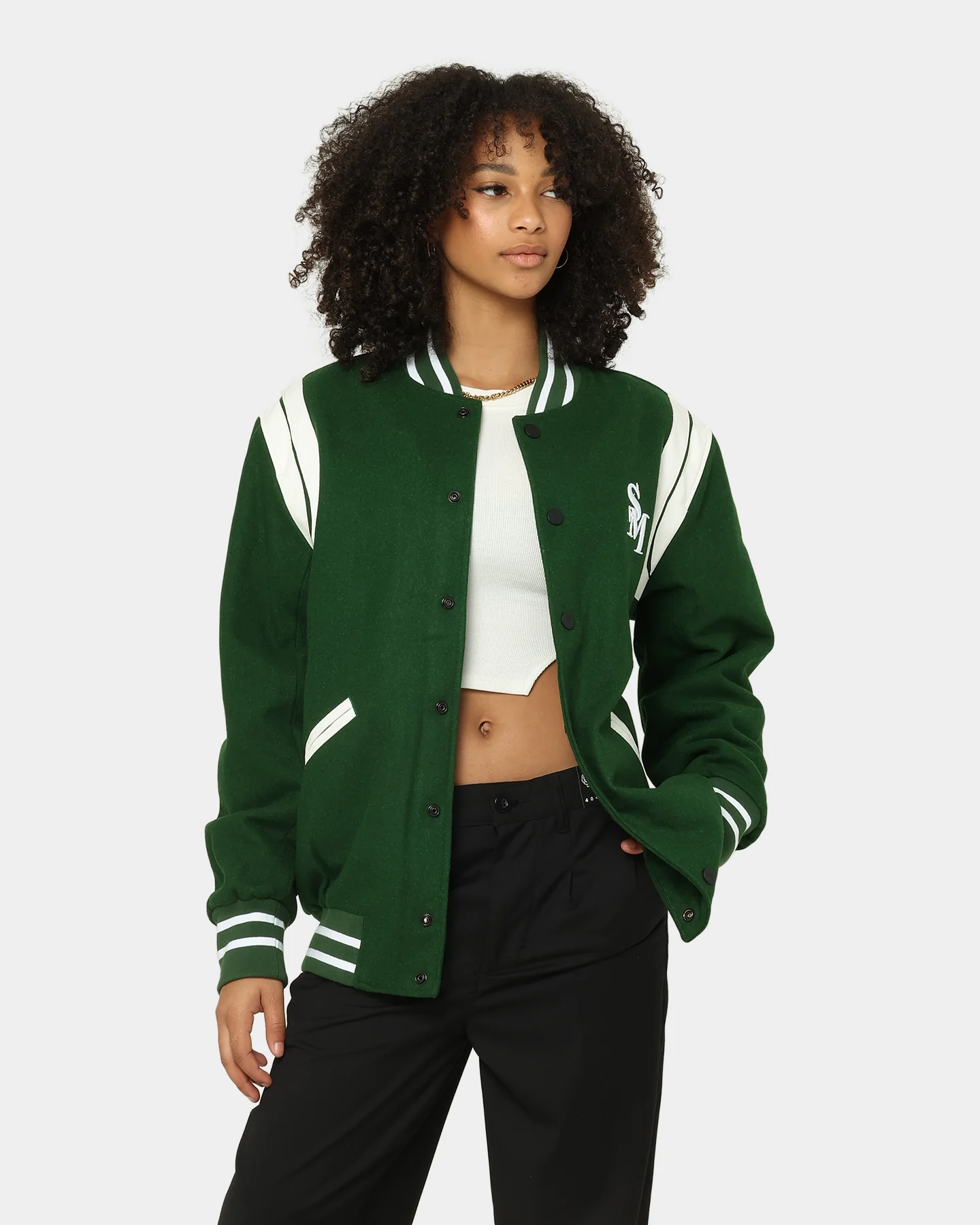 Saint Morta Alpha Varsity Jacket Green/White