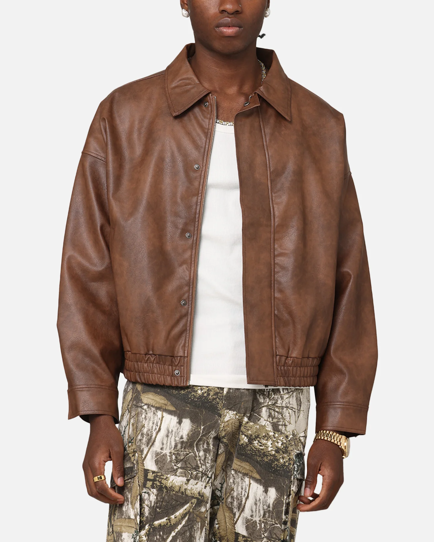 XXIII Vegan Leather Flight Jacket Brown