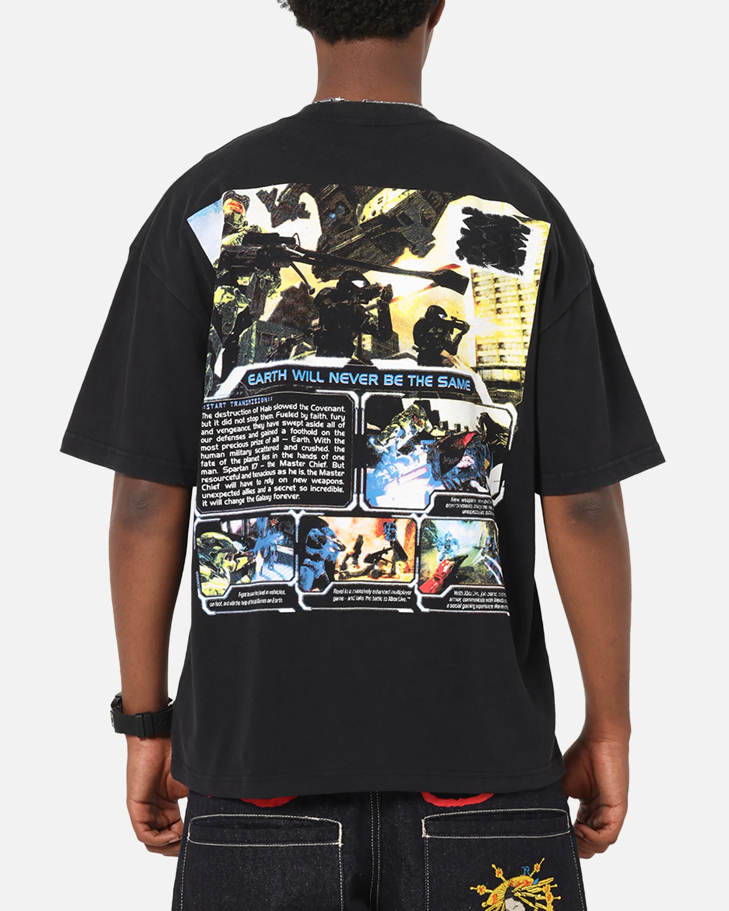 73Studio X Halo Halo 2 Disc Vintage T-Shirt Off Black